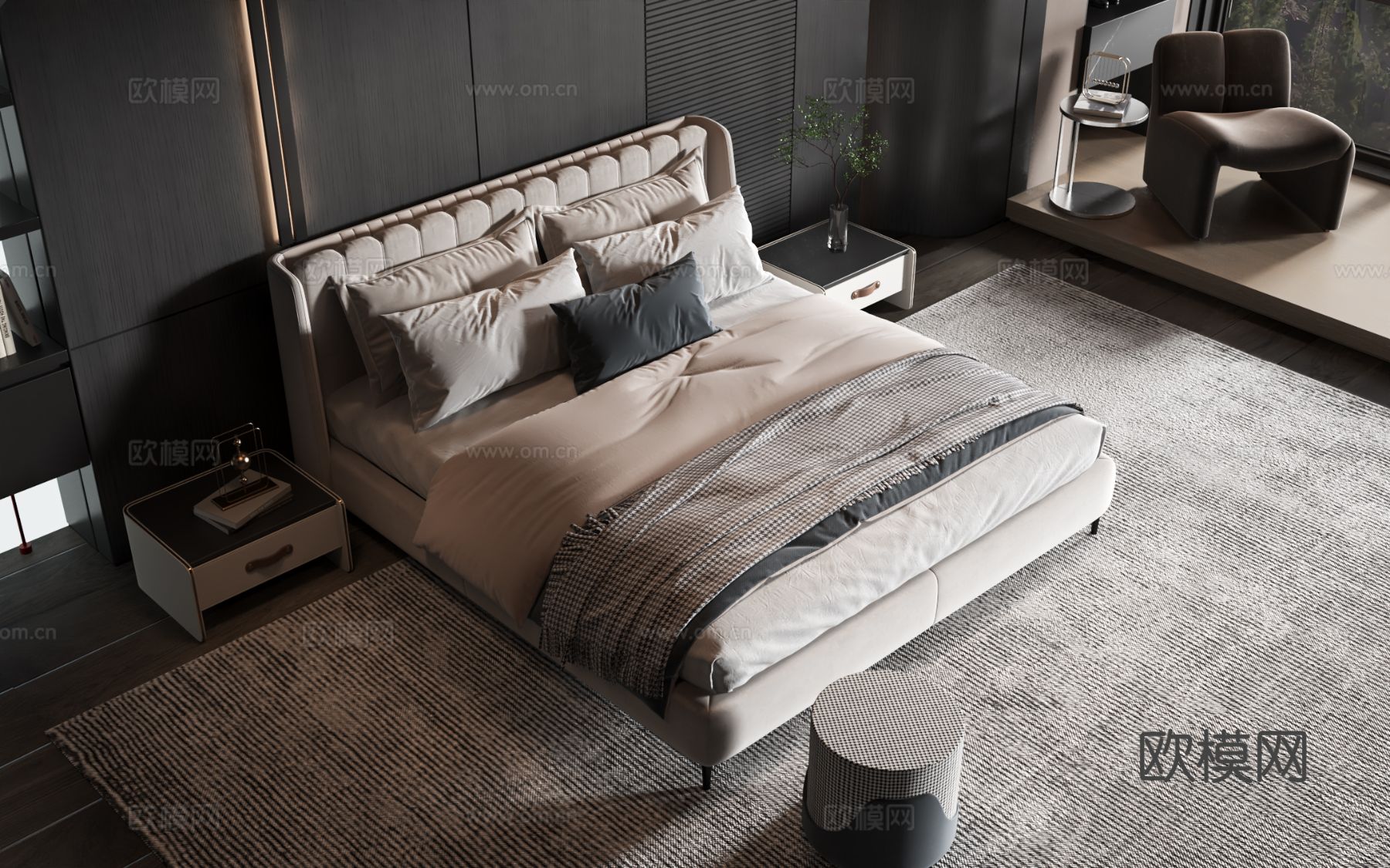 现代风格商品床3d模型下载