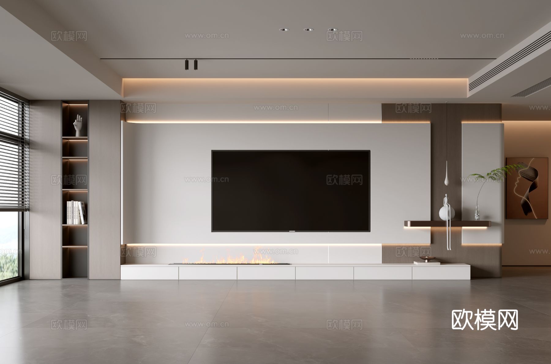 意式客厅 现代客厅 电视背景墙 电视柜 客厅背景su模型