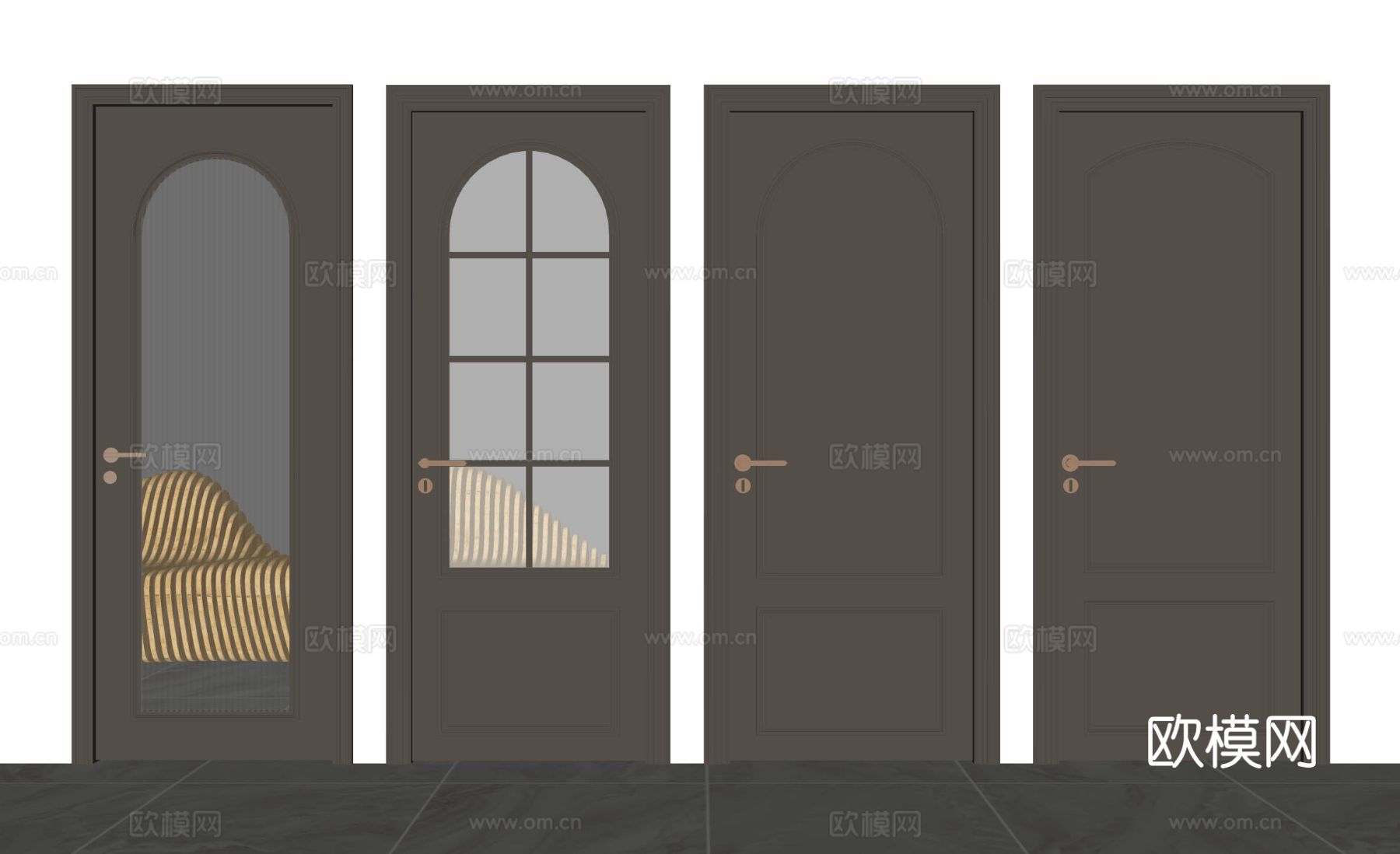 法式单开门 法式玻璃门 法式厨卫门su模型