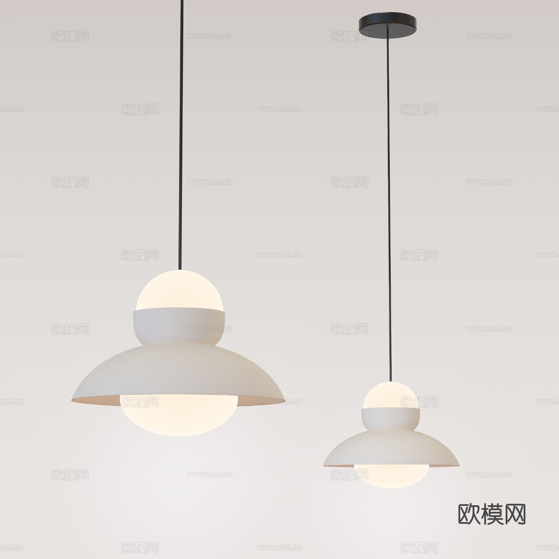 现代意式极简吊灯 中古风吊灯 轻法式奶油风吊灯  餐厅吊灯su模型