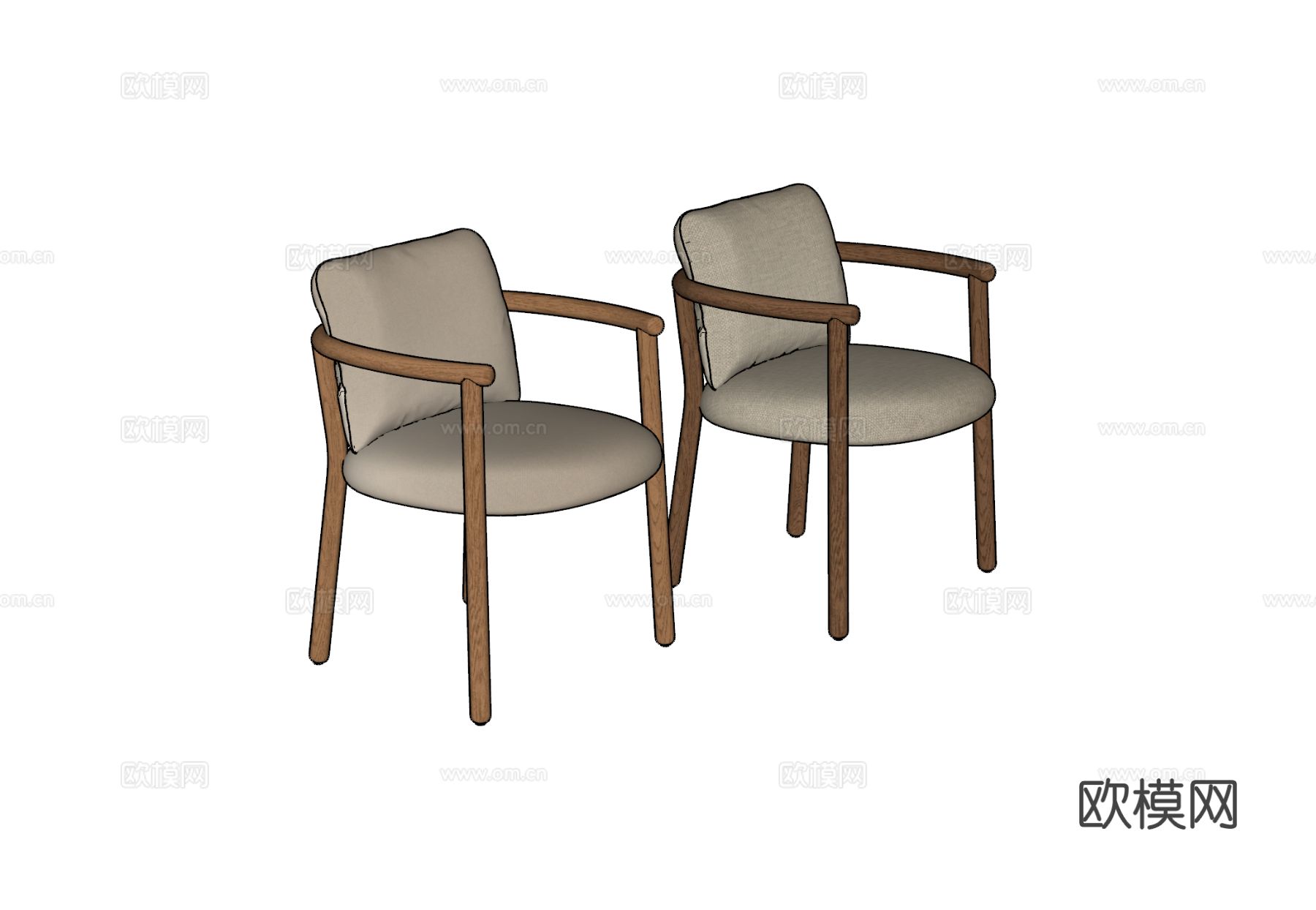 B&B Italia  现代餐椅组合 单椅 扶手椅 木椅su模型