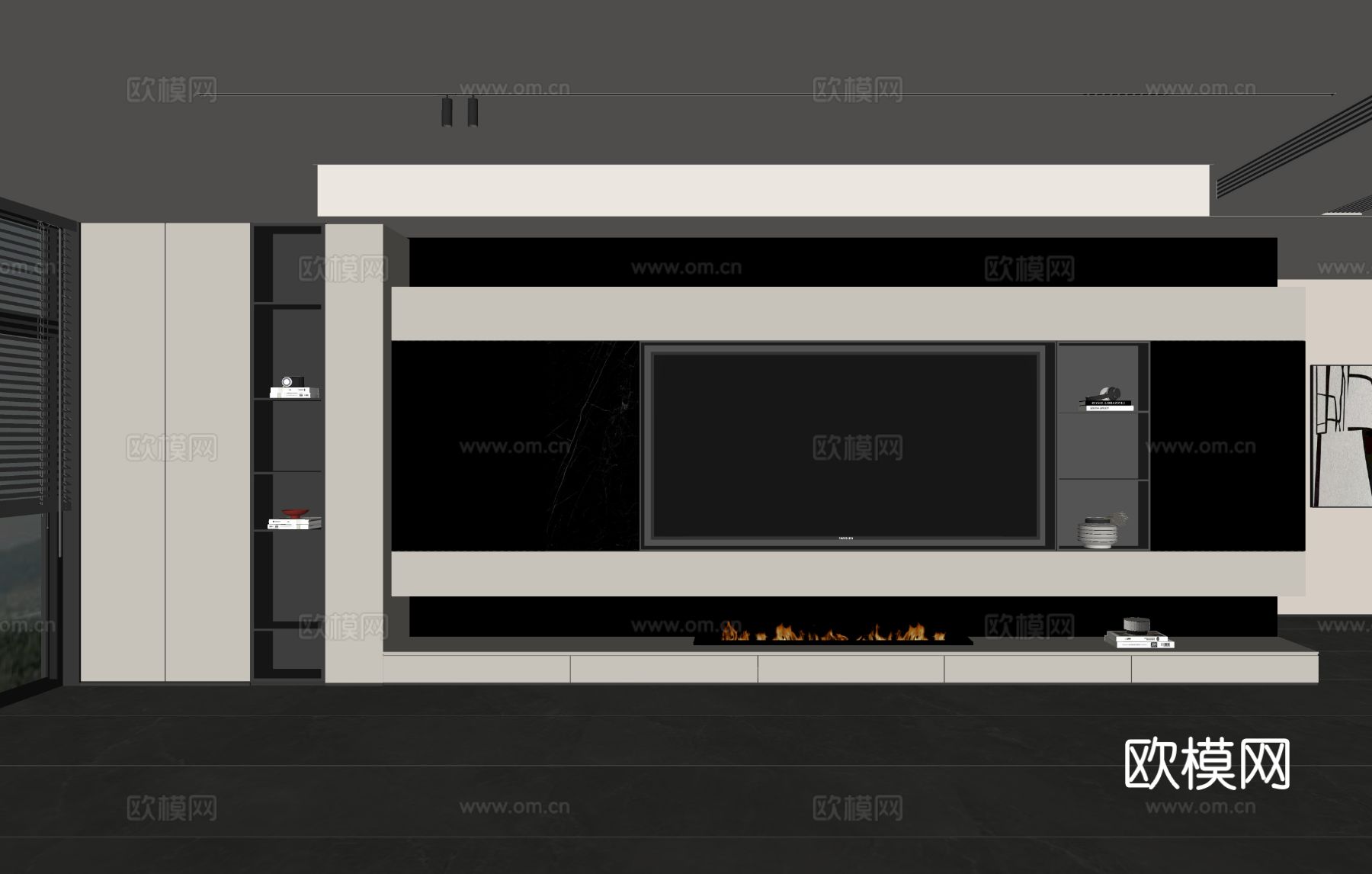 意式客厅 现代客厅 电视背景墙 电视柜 客厅背景su模型