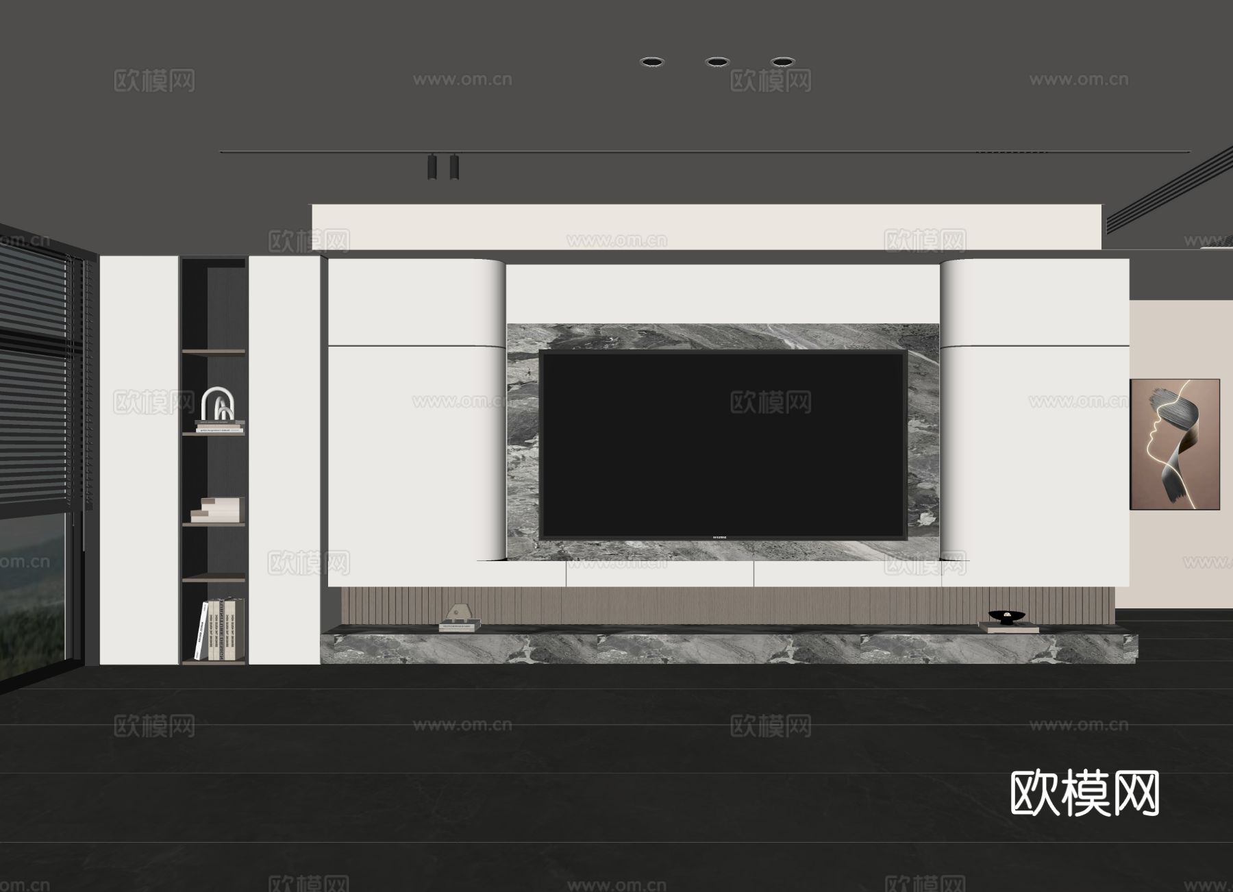 意式客厅 现代客厅 电视背景墙 电视柜 客厅背景su模型