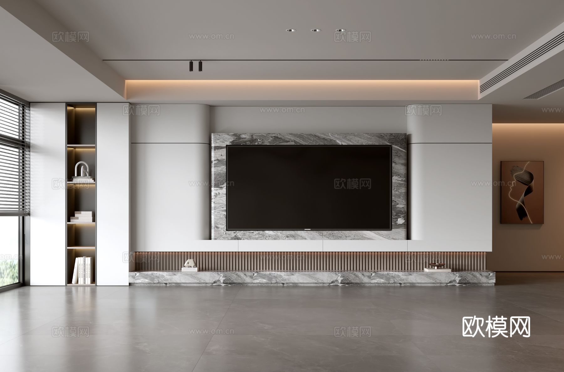意式客厅 现代客厅 电视背景墙 电视柜 客厅背景su模型