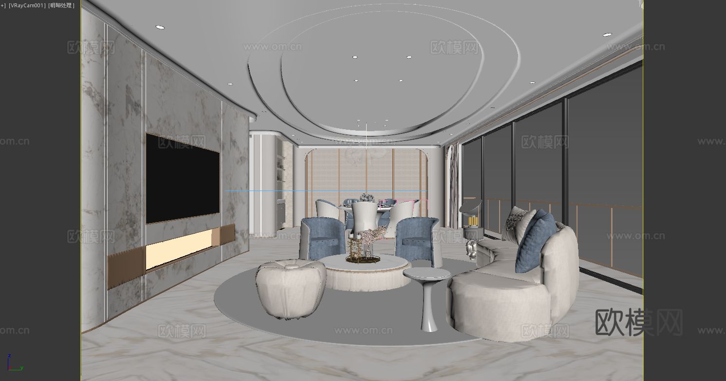 梁志天 | 南京河西豪宅 大平层客餐厅3d模型