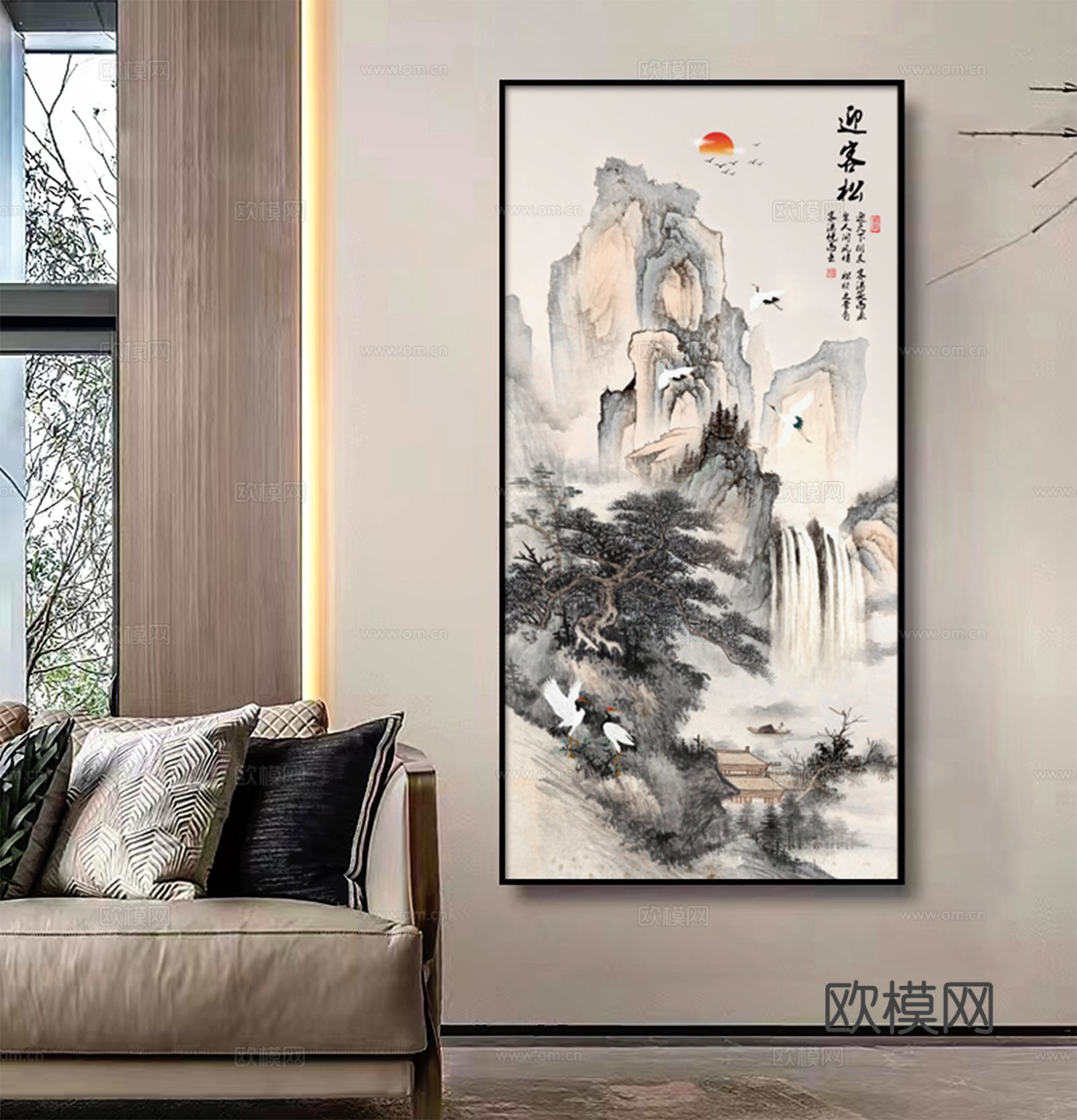 颜舍水晶珠挂画《迎客松》