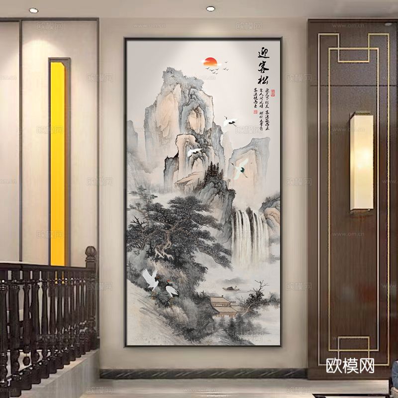 颜舍水晶珠挂画《迎客松》