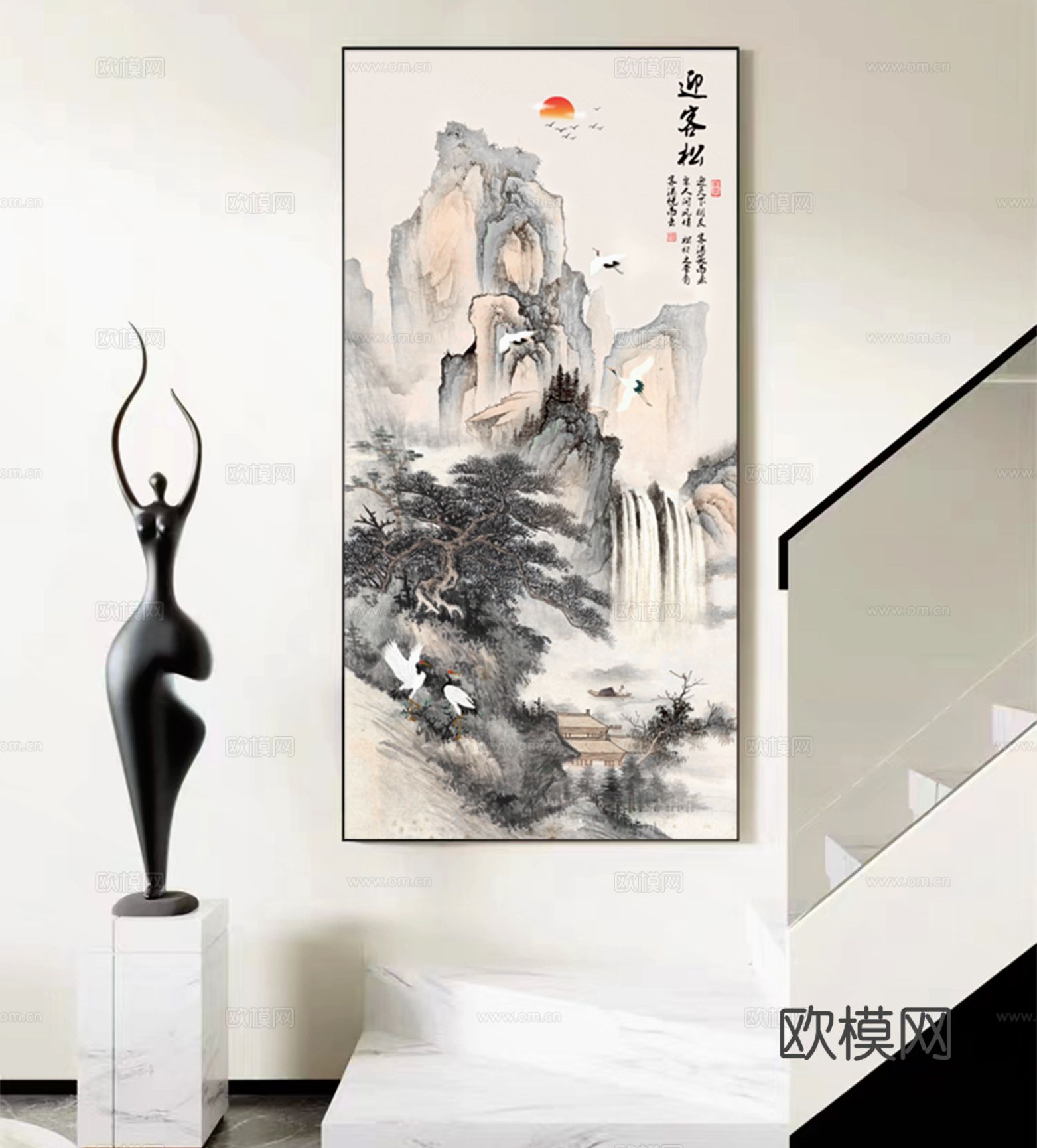 颜舍水晶珠挂画《迎客松》