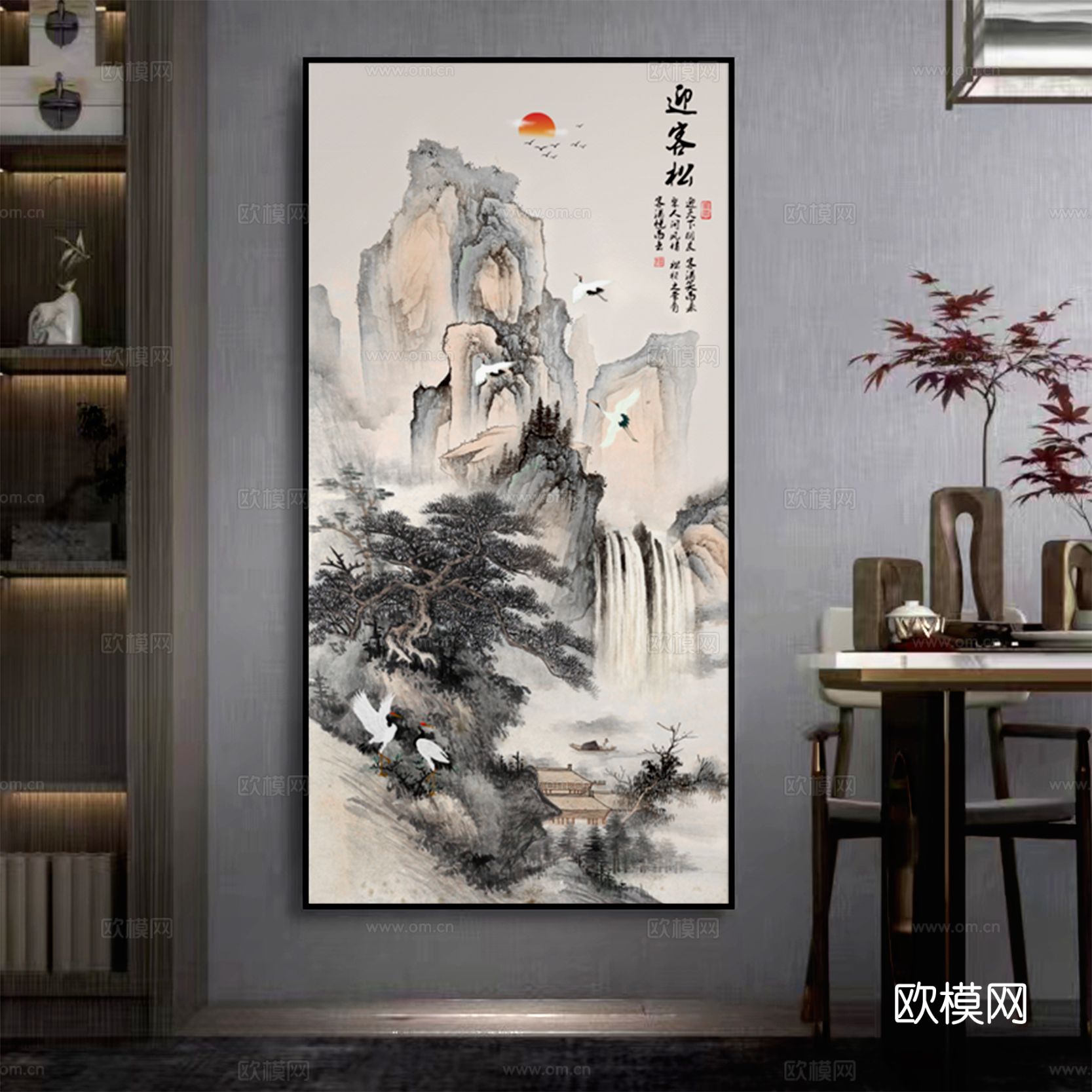 颜舍水晶珠挂画《迎客松》