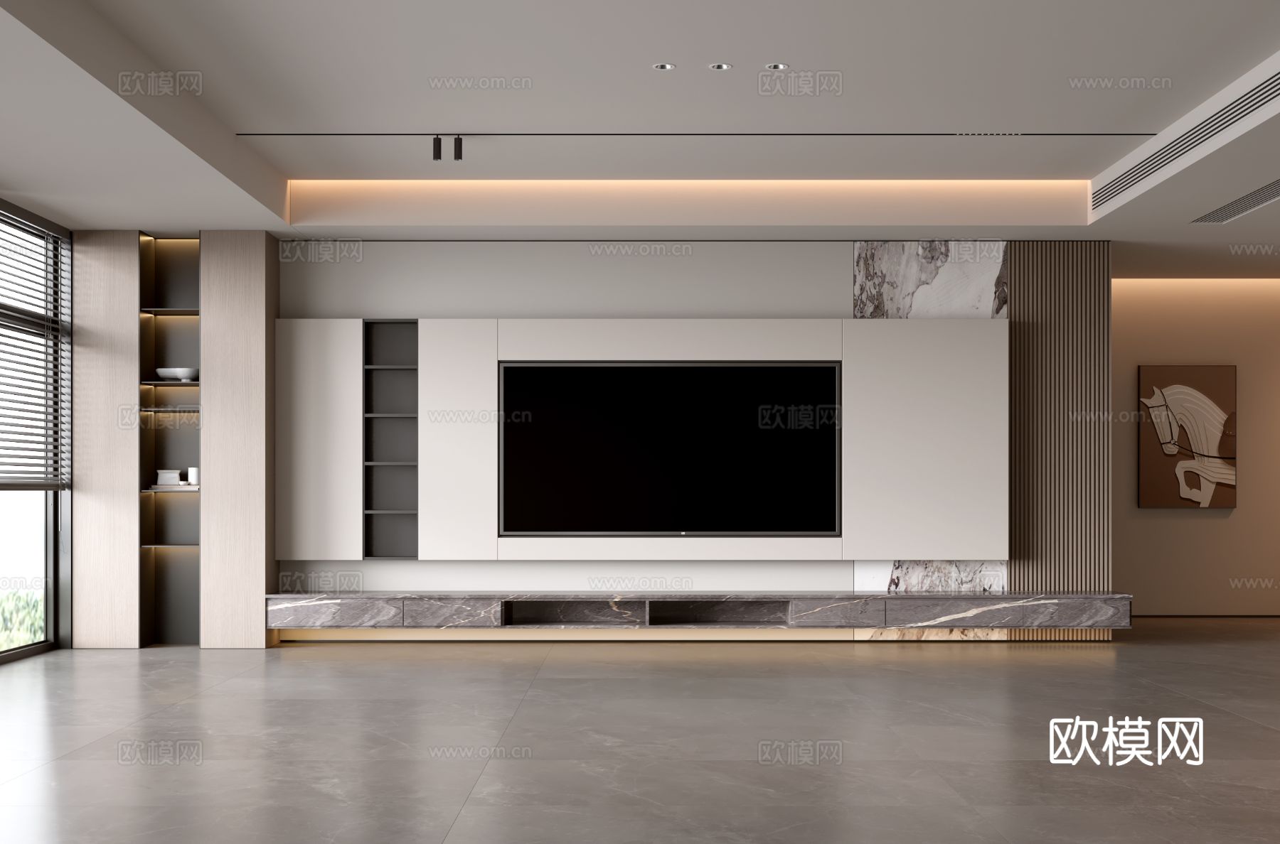意式客厅 现代客厅 电视背景墙 电视柜 客厅背景su模型