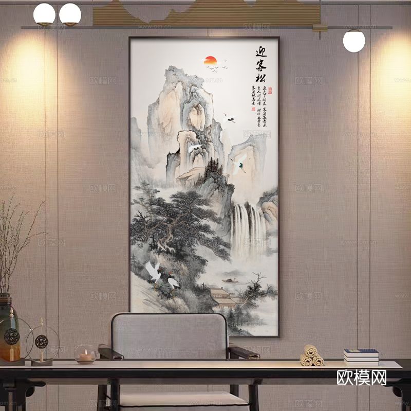 颜舍水晶珠挂画《迎客松》