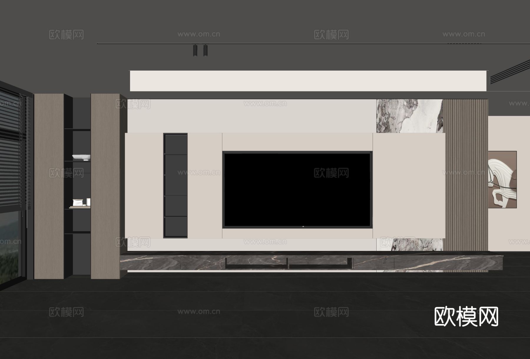 意式客厅 现代客厅 电视背景墙 电视柜 客厅背景su模型