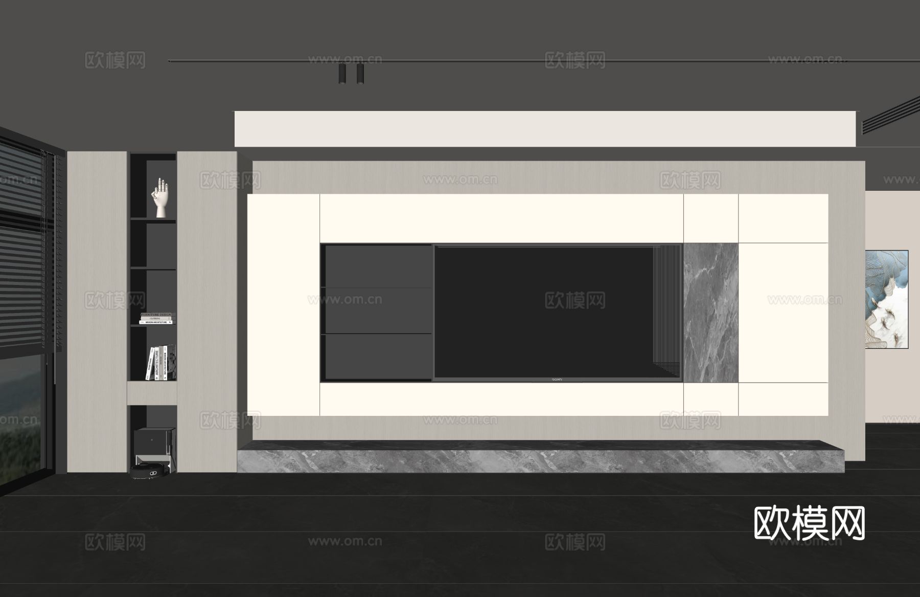 意式客厅 现代客厅 电视背景墙 电视柜 客厅背景su模型