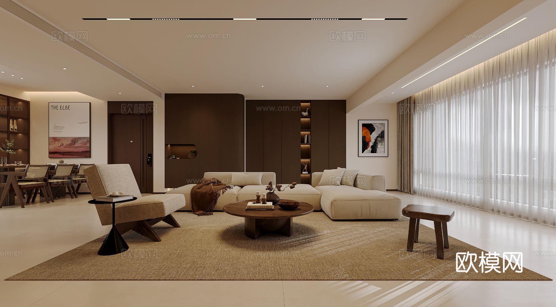 中古风客餐厅3d模型下载