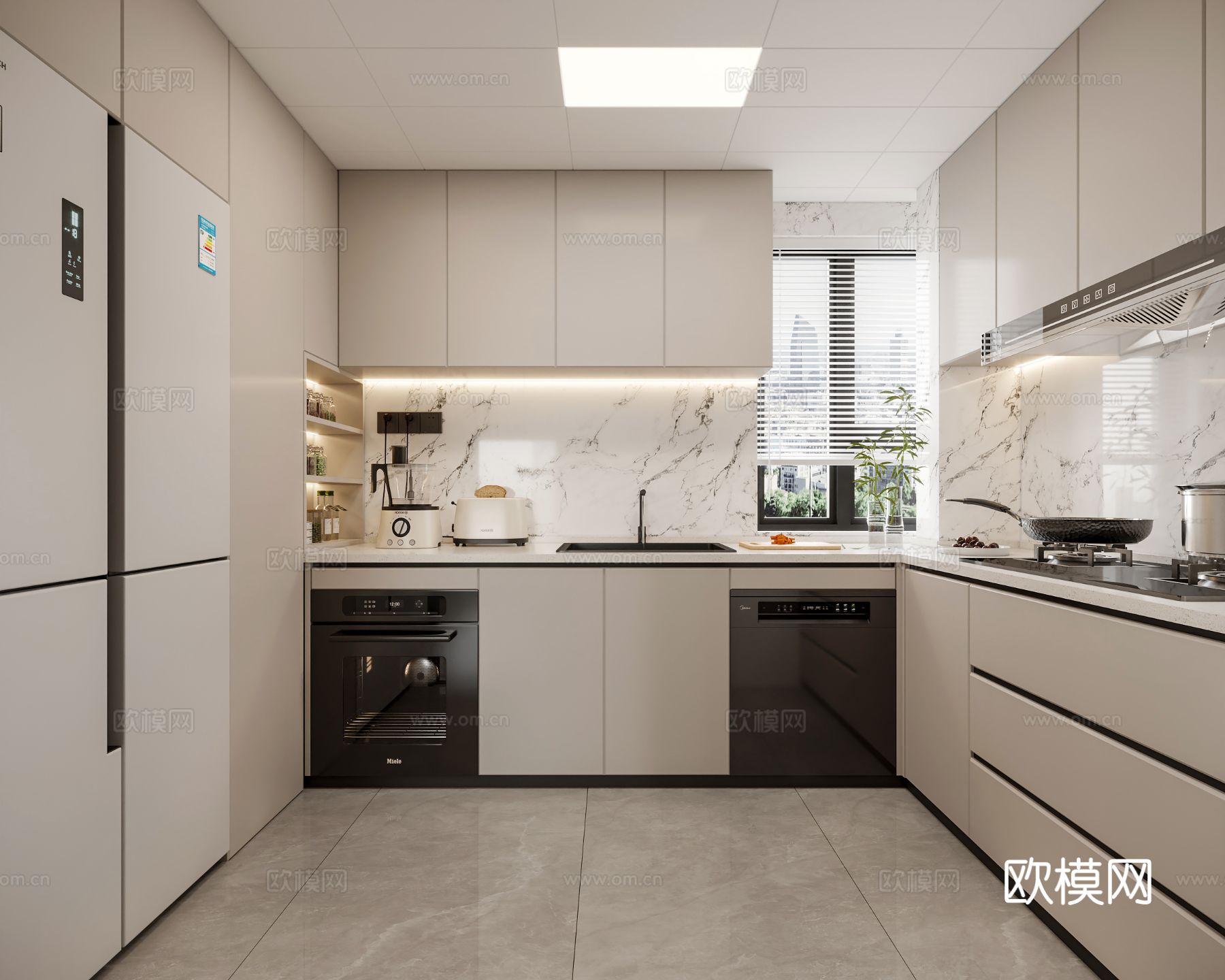 现代厨房3d模型下载