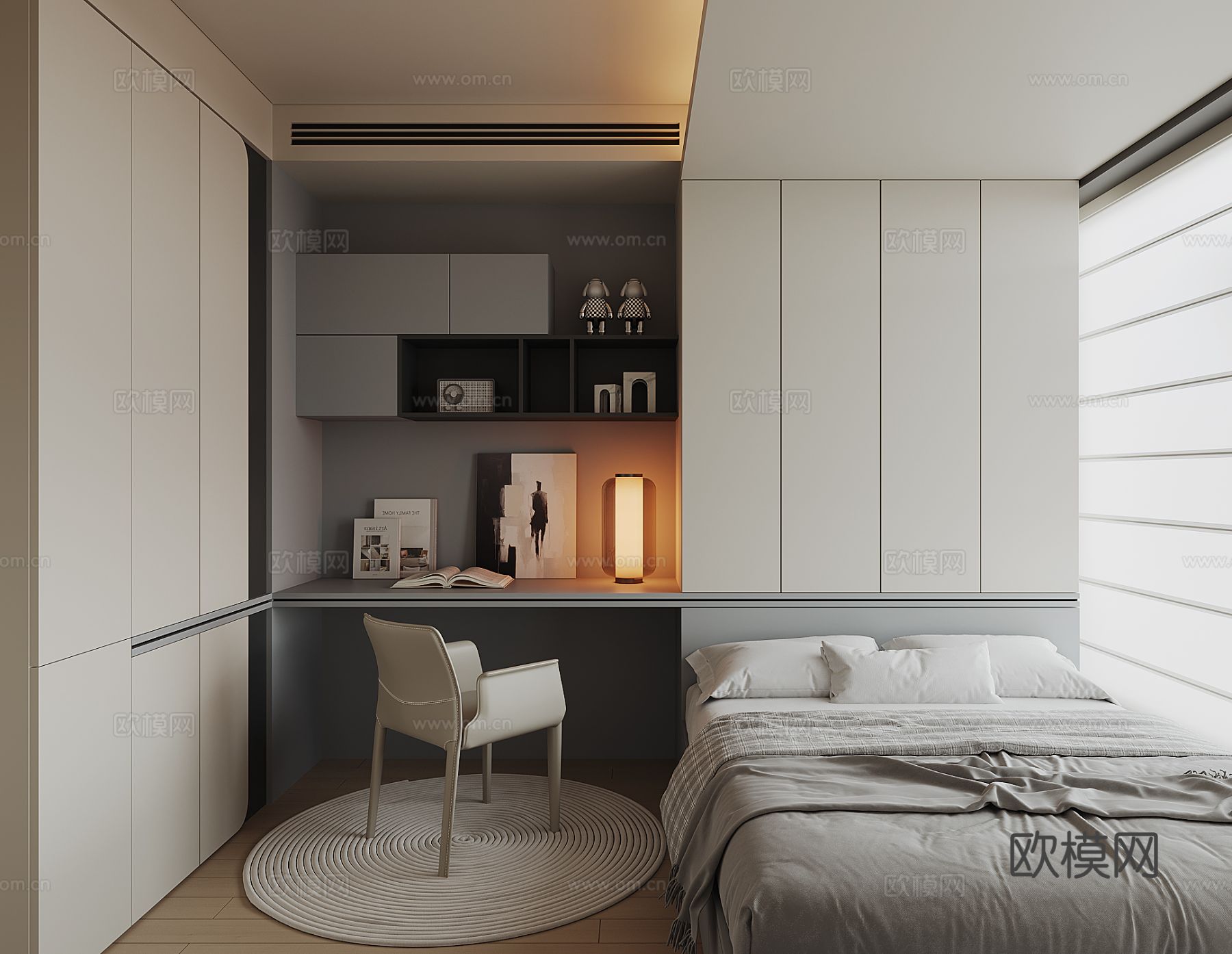 现代榻榻米卧室su模型