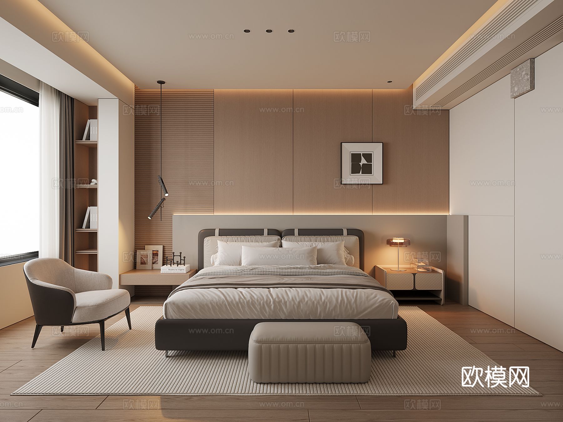 现代家居卧室su模型