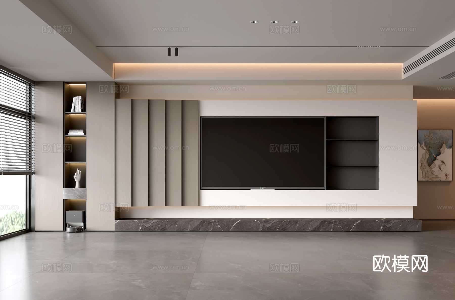 意式客厅 现代客厅 电视背景墙 电视柜 客厅背景su模型