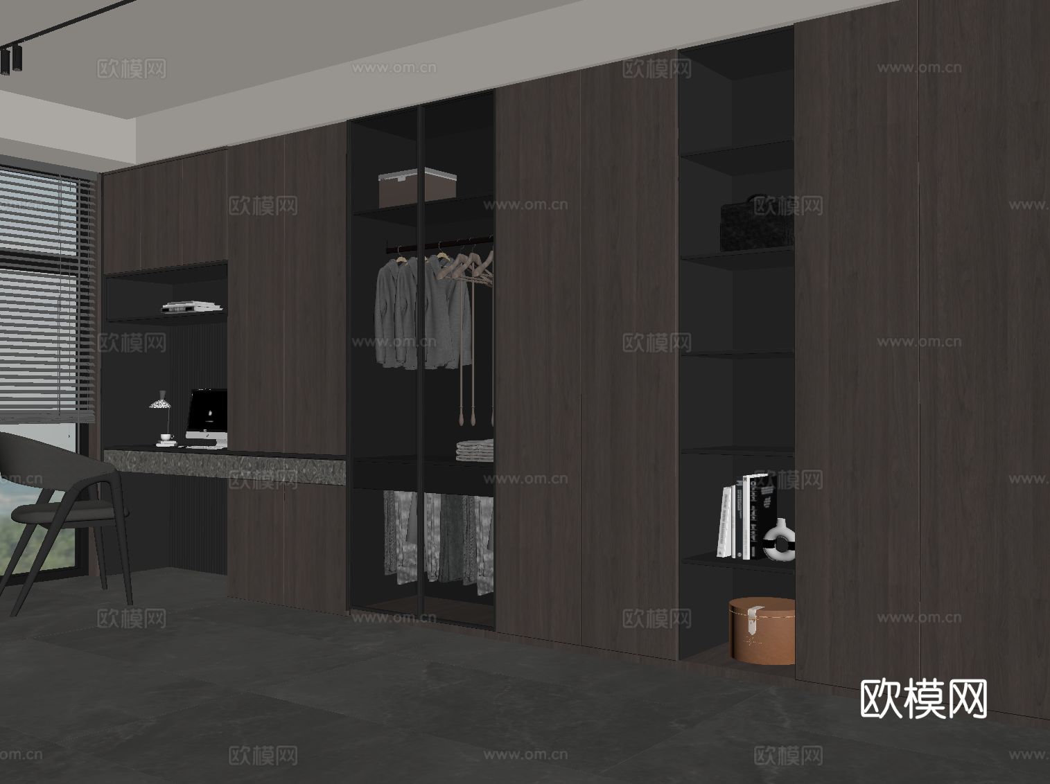 现代意式衣柜 成品衣柜su模型