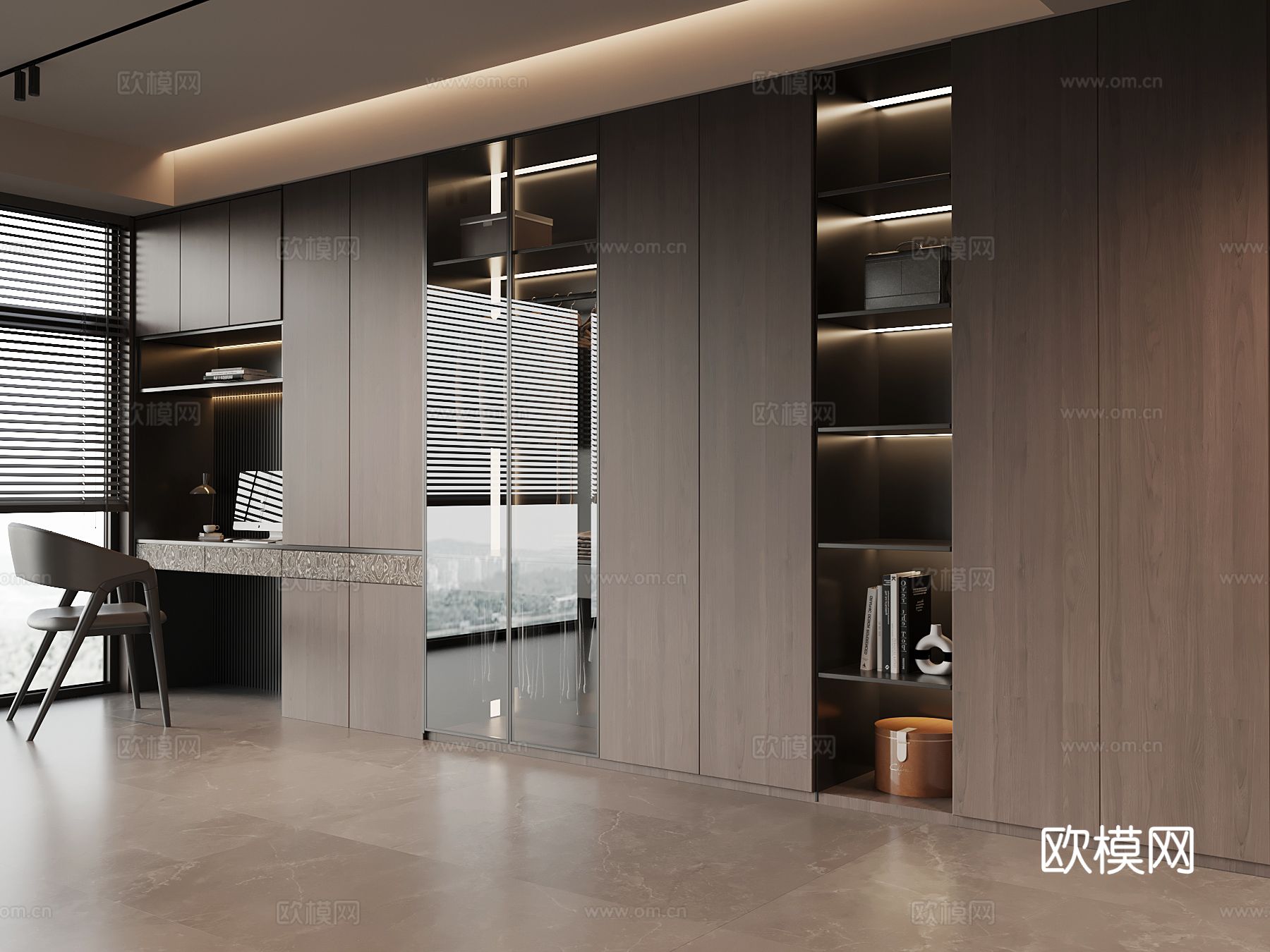 现代意式衣柜 成品衣柜su模型