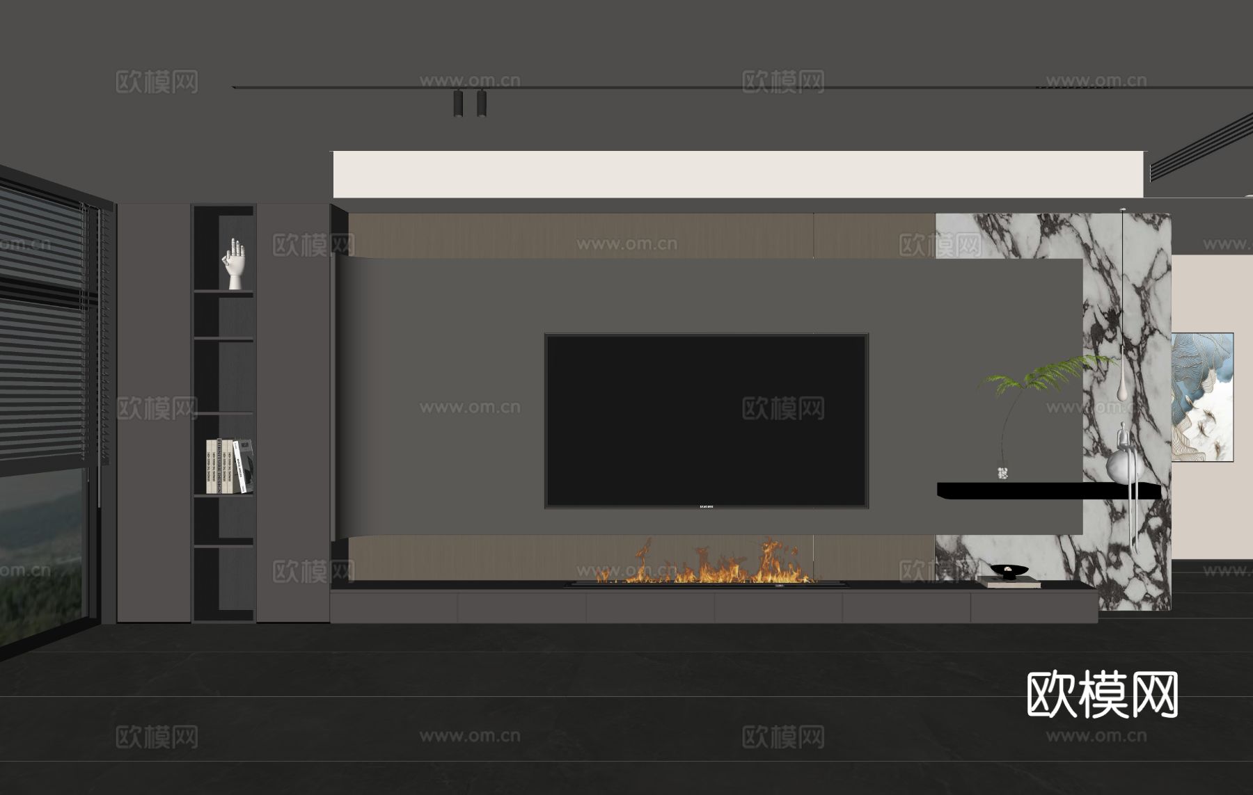 意式客厅 现代客厅 电视背景墙 电视柜 客厅背景su模型