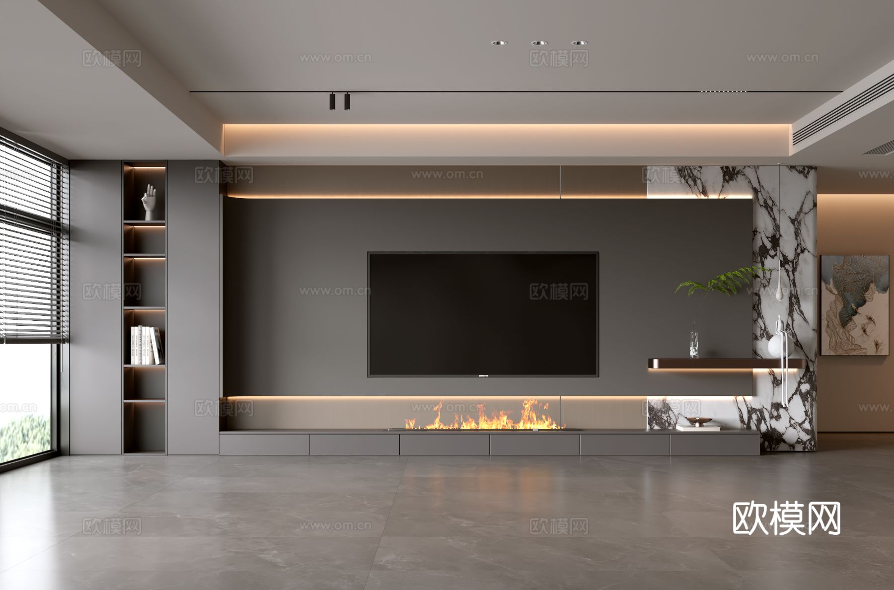 意式客厅 现代客厅 电视背景墙 电视柜 客厅背景su模型