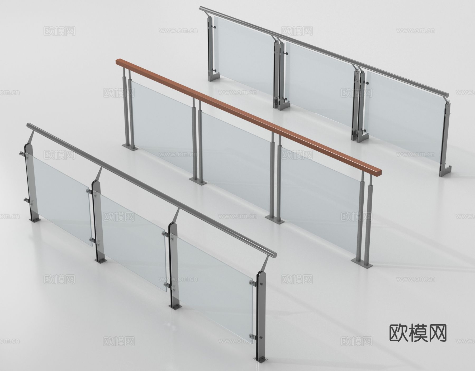 现代围栏护栏 玻璃栏杆 护栏 扶手 阳台护栏su模型