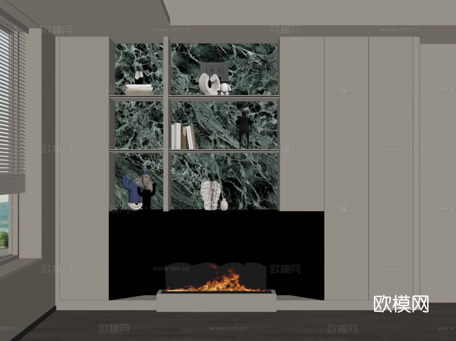 现代意式书柜su模型