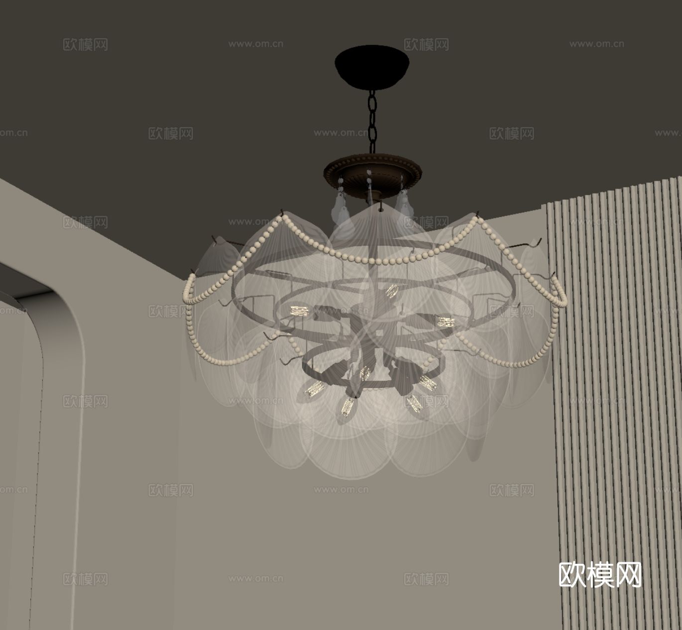 法式吊灯 玻璃吊灯su模型