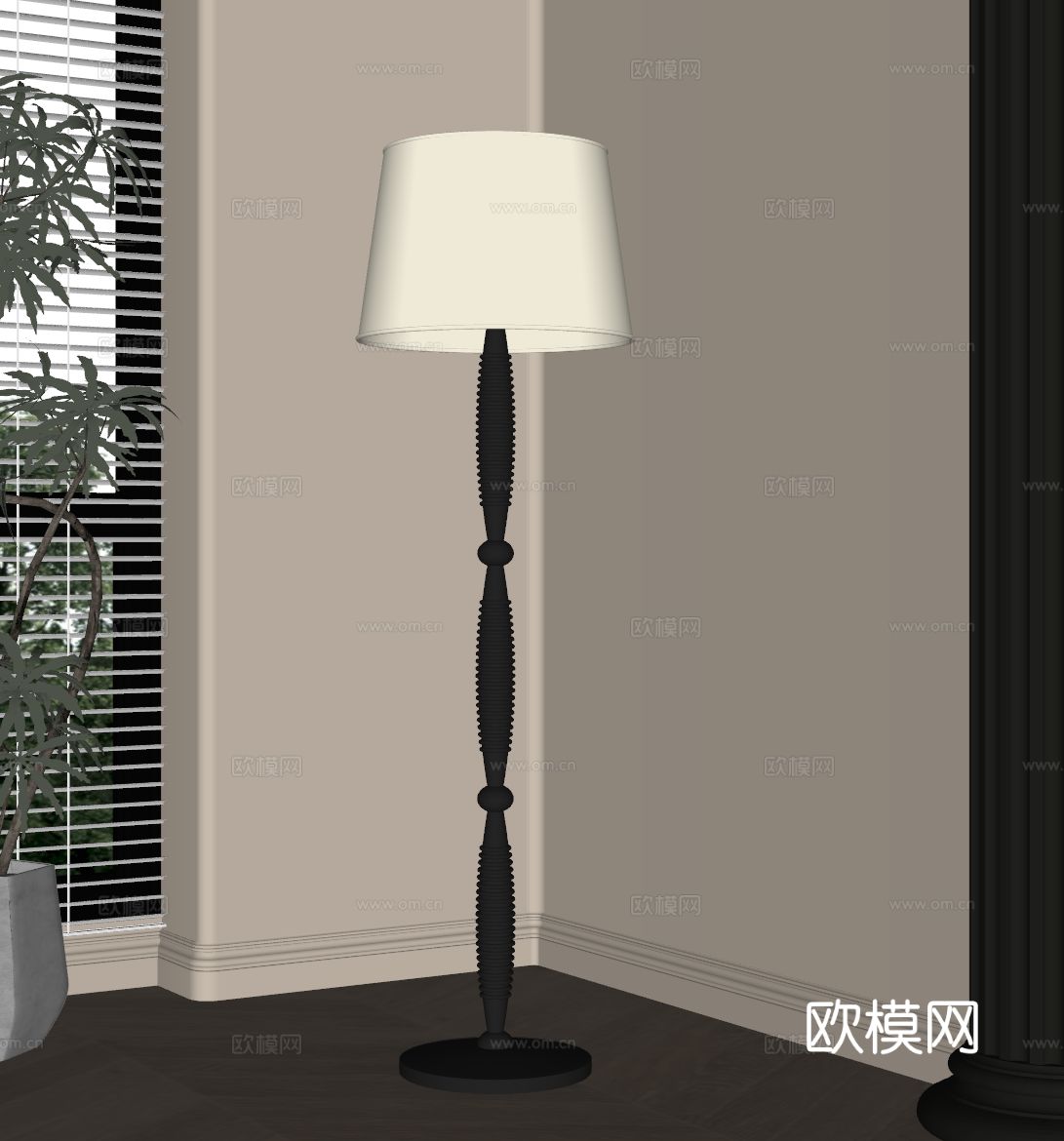 法式复古落地灯su模型