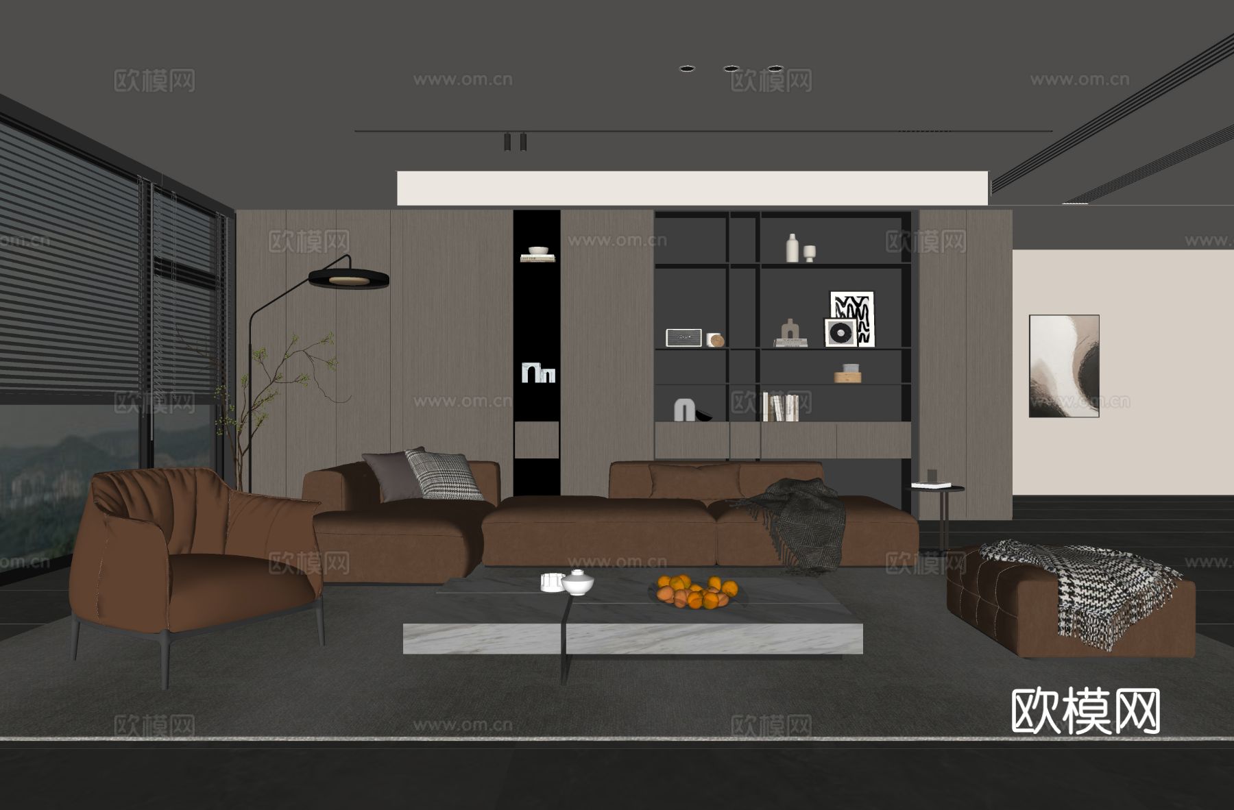 意式客厅 现代客厅 沙发背景墙 组合沙发 沙发茶几组合 客厅su模型