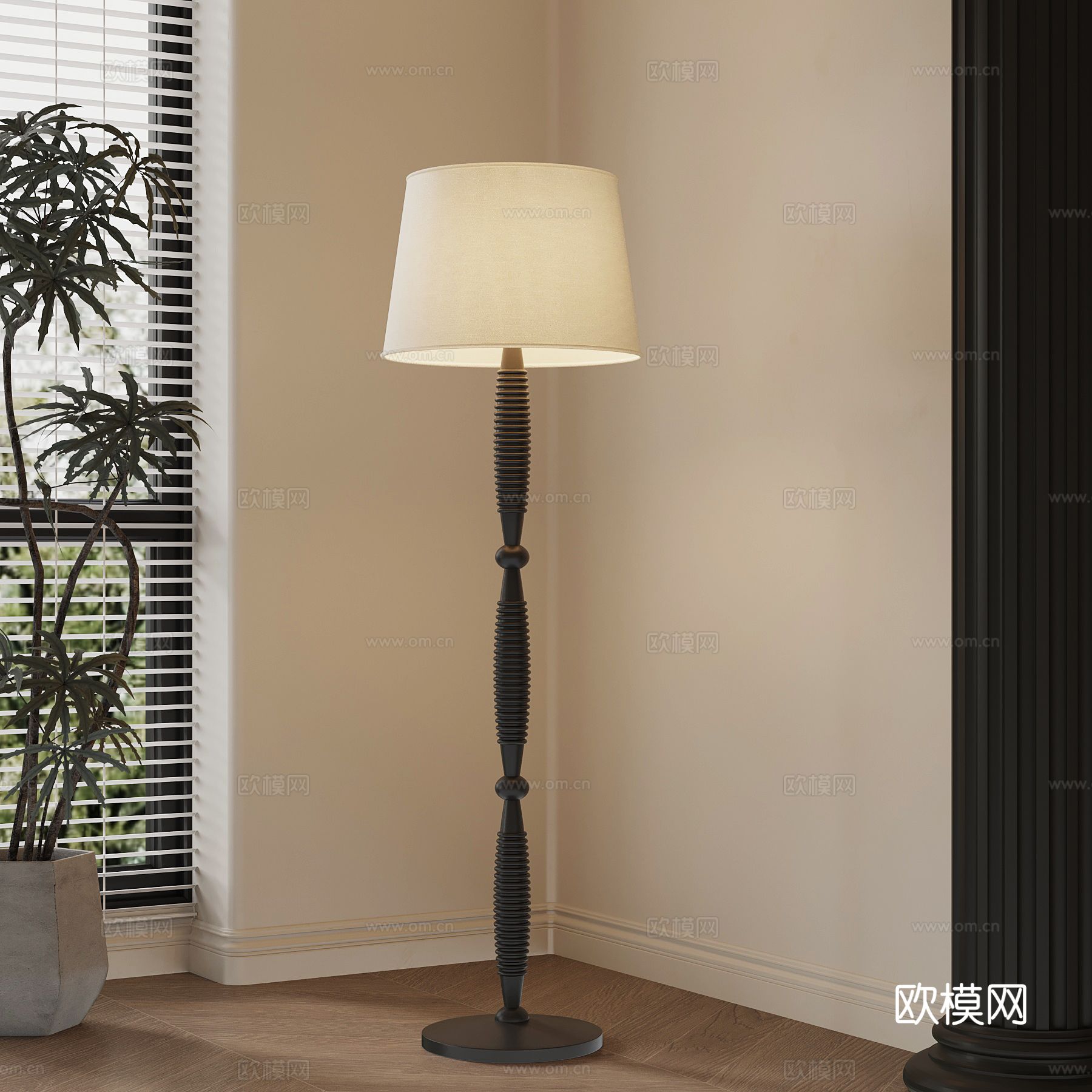 法式复古落地灯su模型