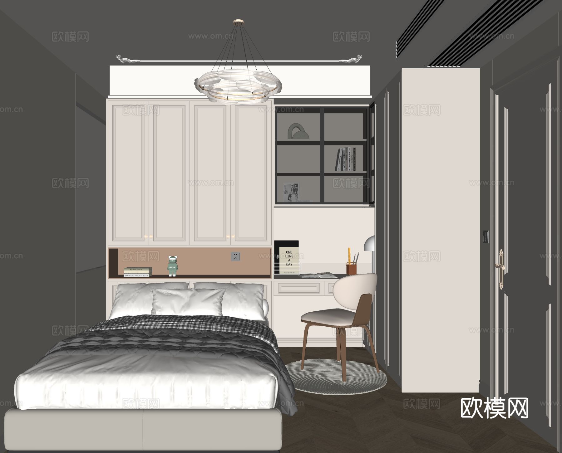 法式榻榻米卧室su模型