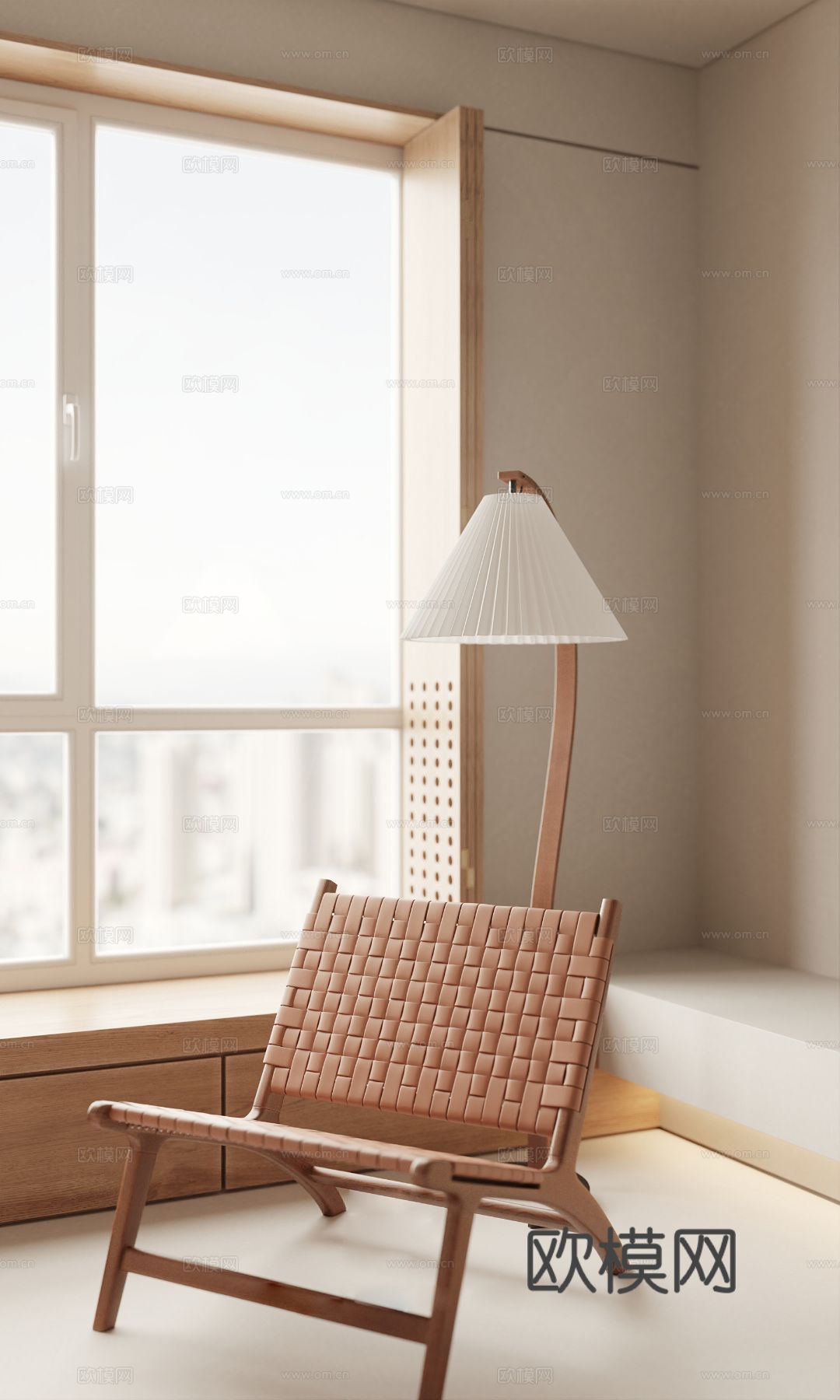 原木风家装案例客厅 卧室效果图下载（渲染图2）