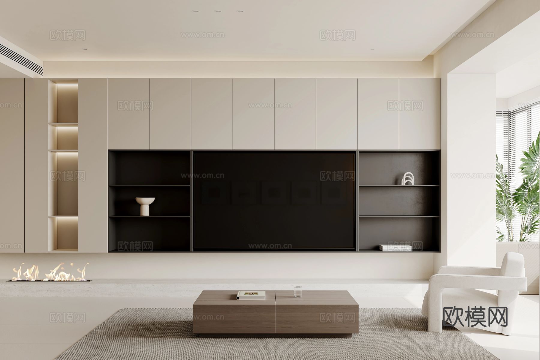 奶油风家装案例 客厅卧室效果图下载（渲染图5）