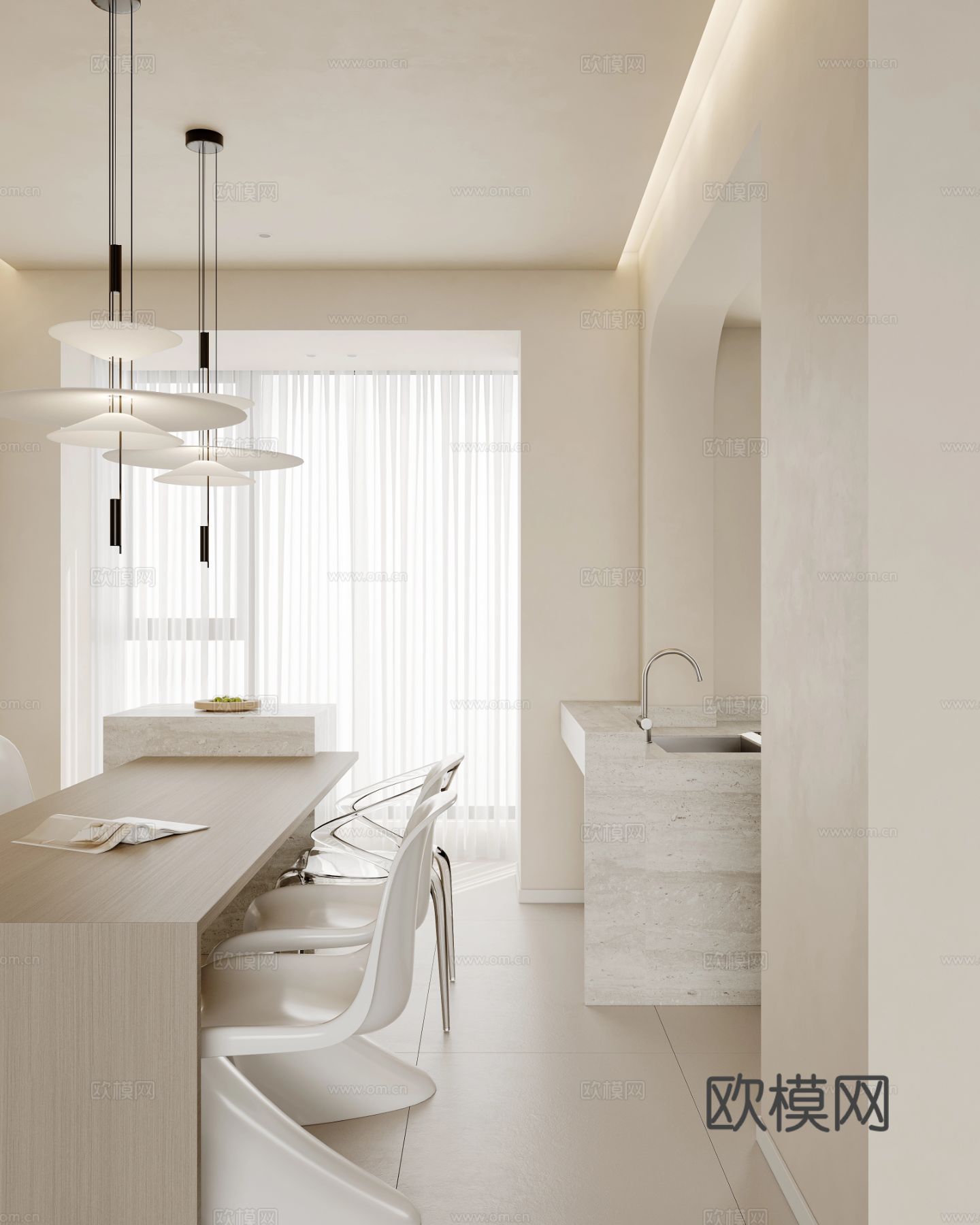 奶油风家装案例 客厅卧室效果图下载（渲染图7）