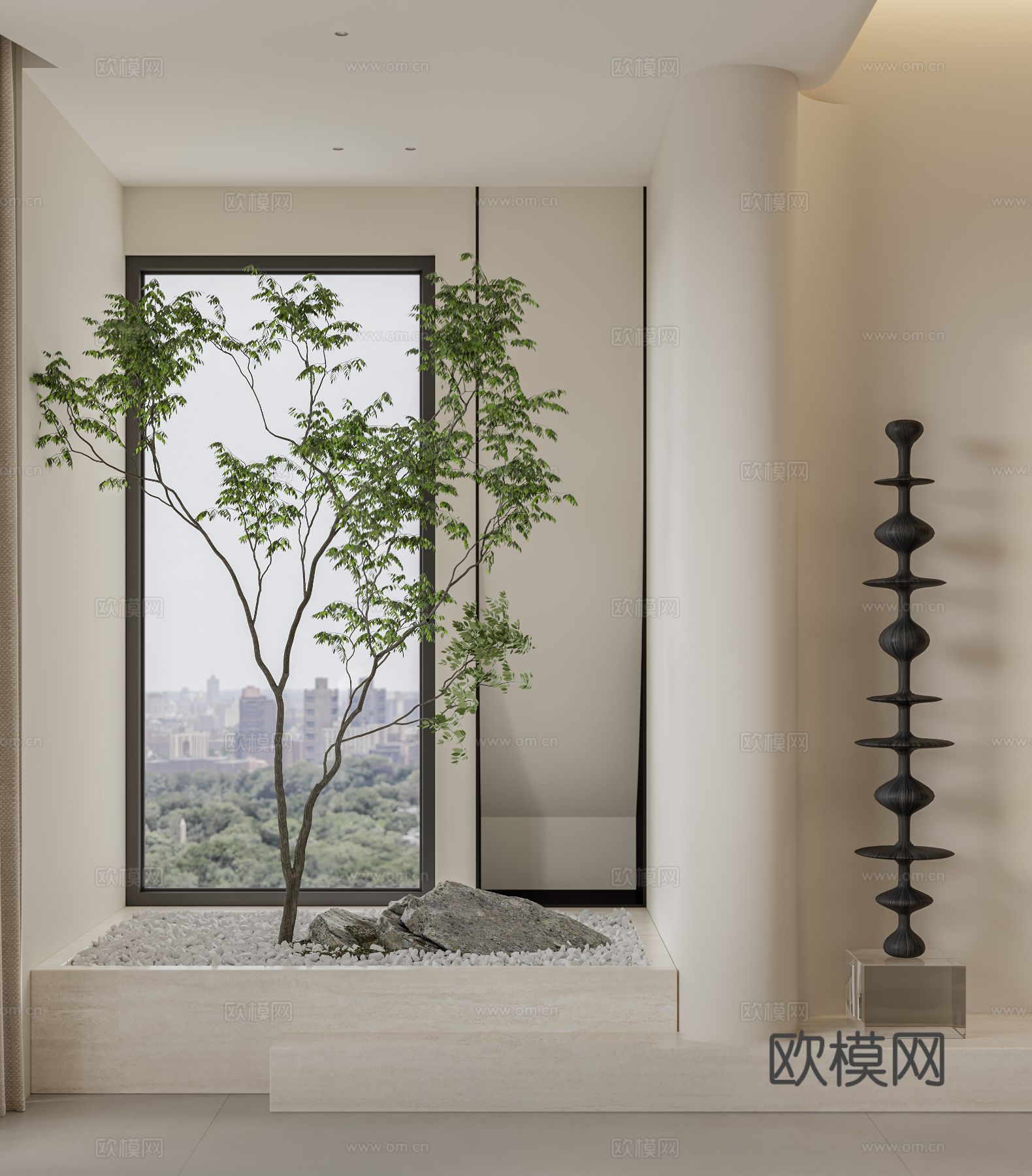 奶油风家装案例客厅 卧室效果图下载（渲染图7）