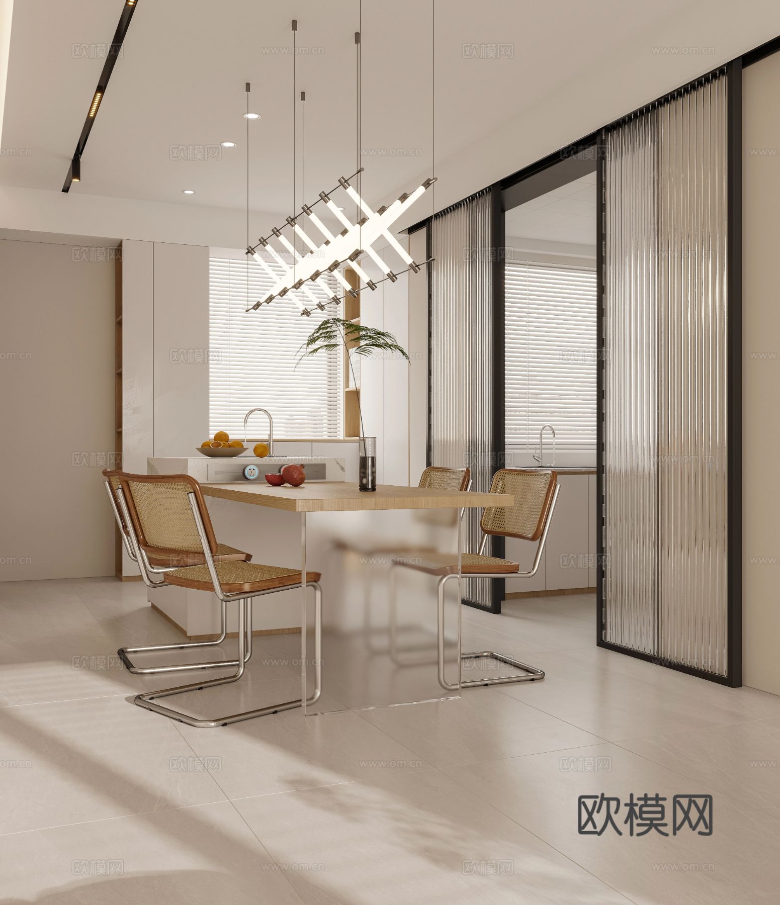 奶油风家装案例 客厅 卧室效果图下载（渲染图7）