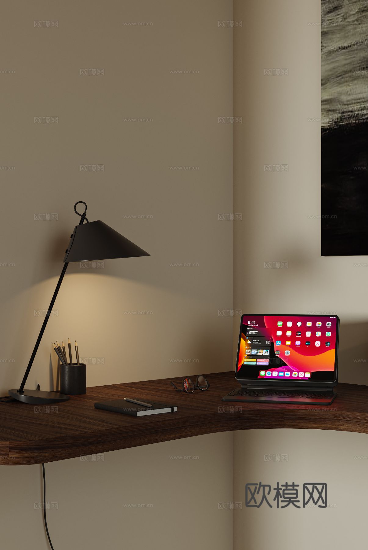 奶油风家装案例 客厅 卧室效果图下载（渲染图3）