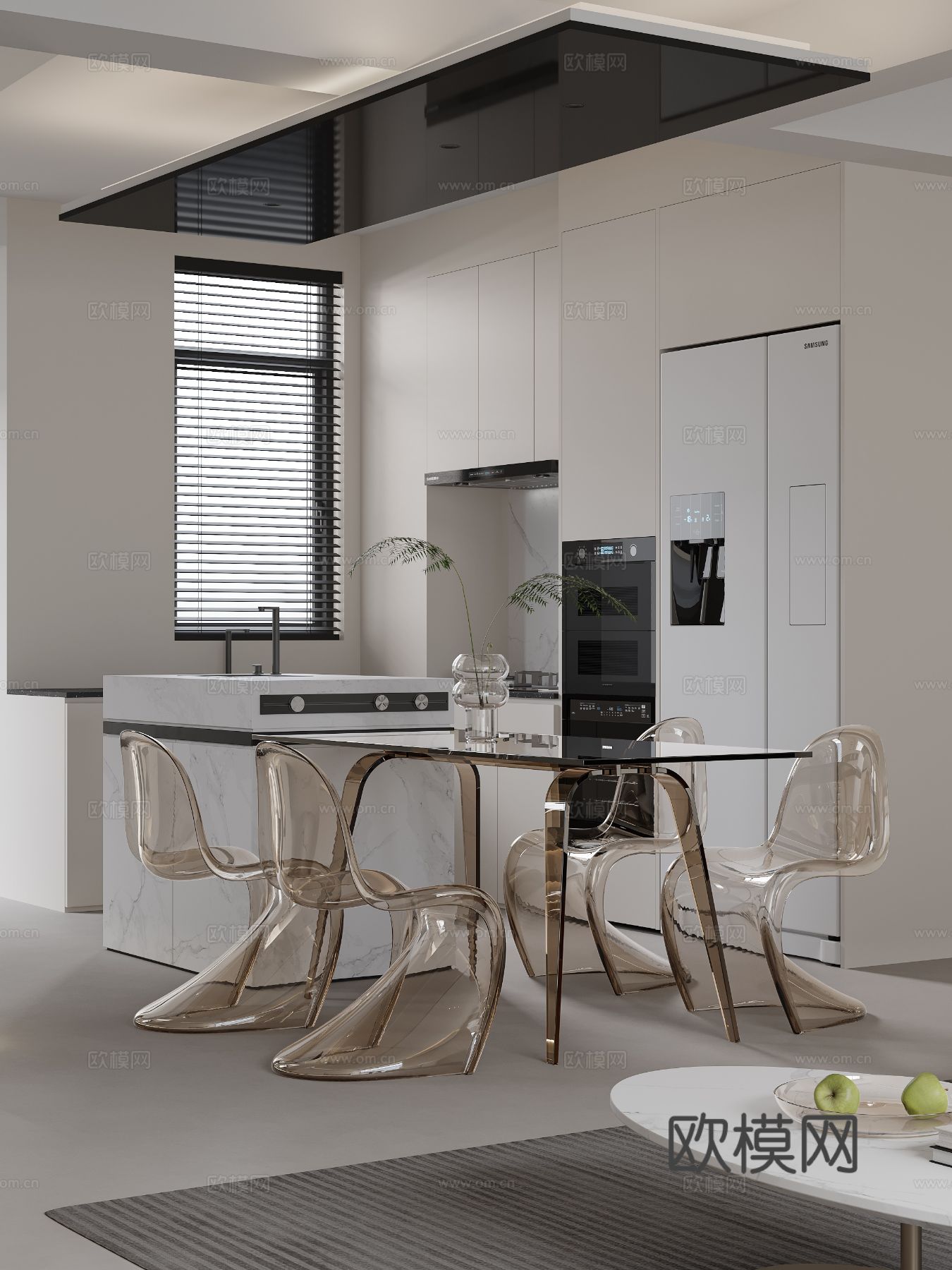 奶油风复式家装案例客厅 卧室效果图下载（渲染图13）