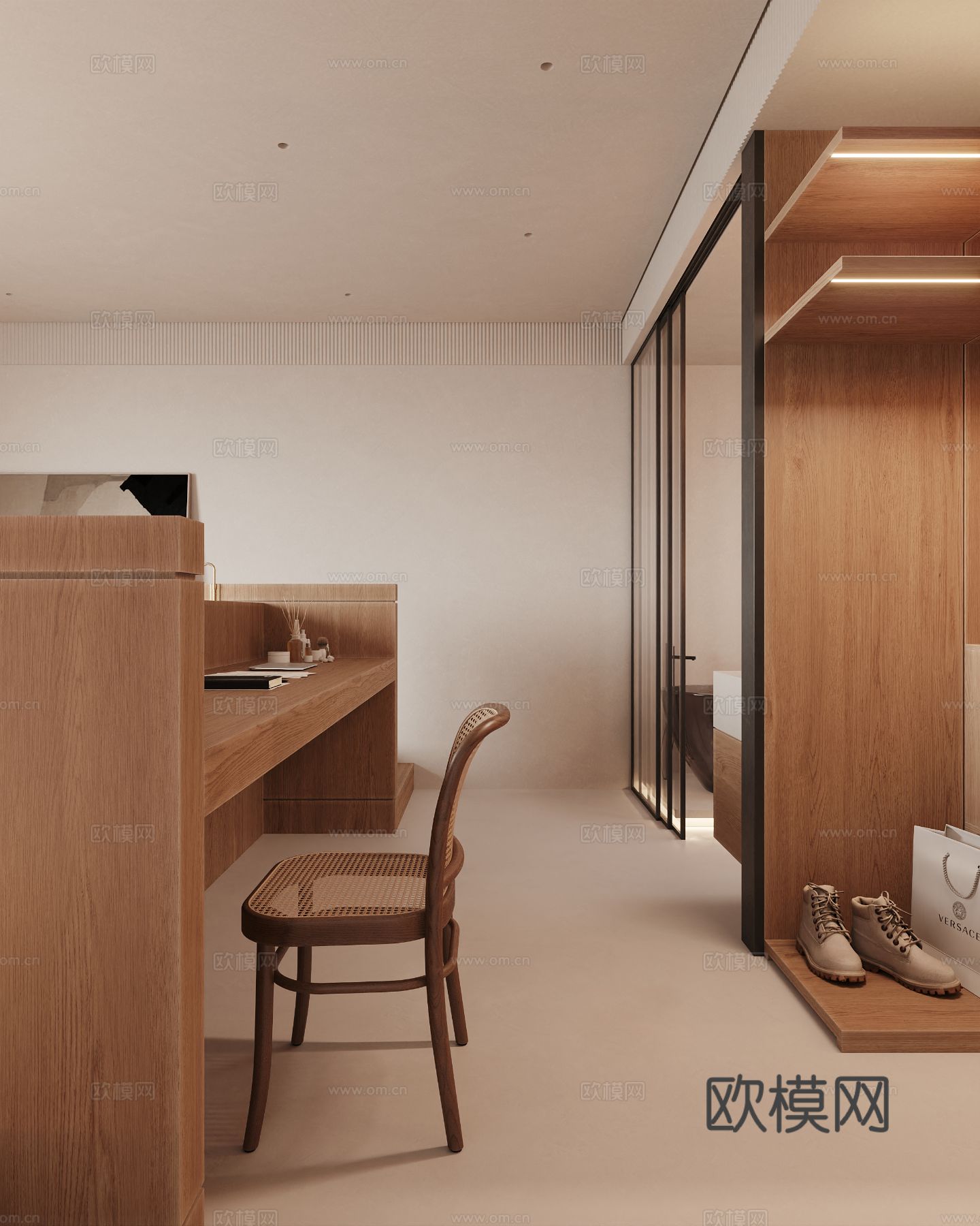 原木风家装案例客厅 卧室效果图下载（渲染图19）