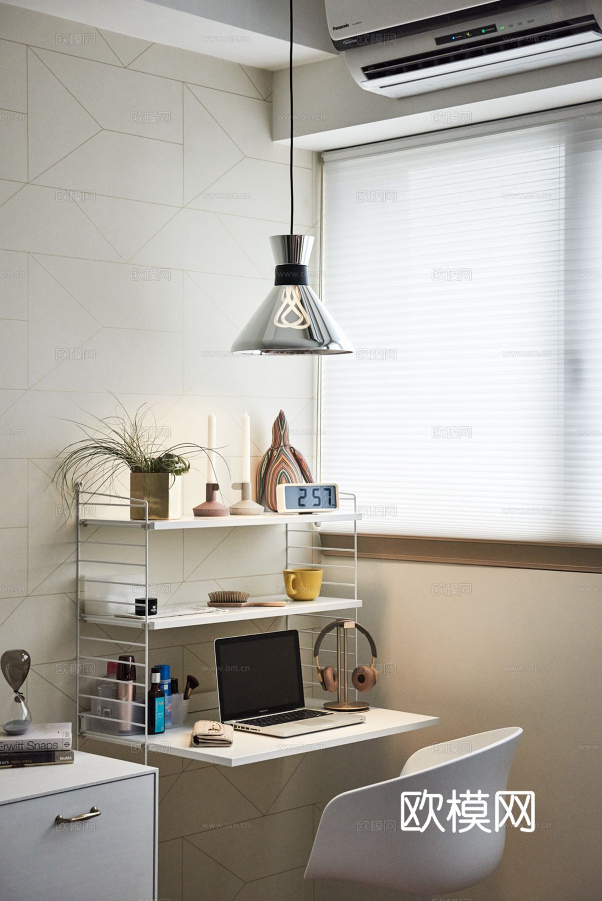 现代工业风公寓家装设计 餐厅客厅卧室效果图下载（渲染图2）