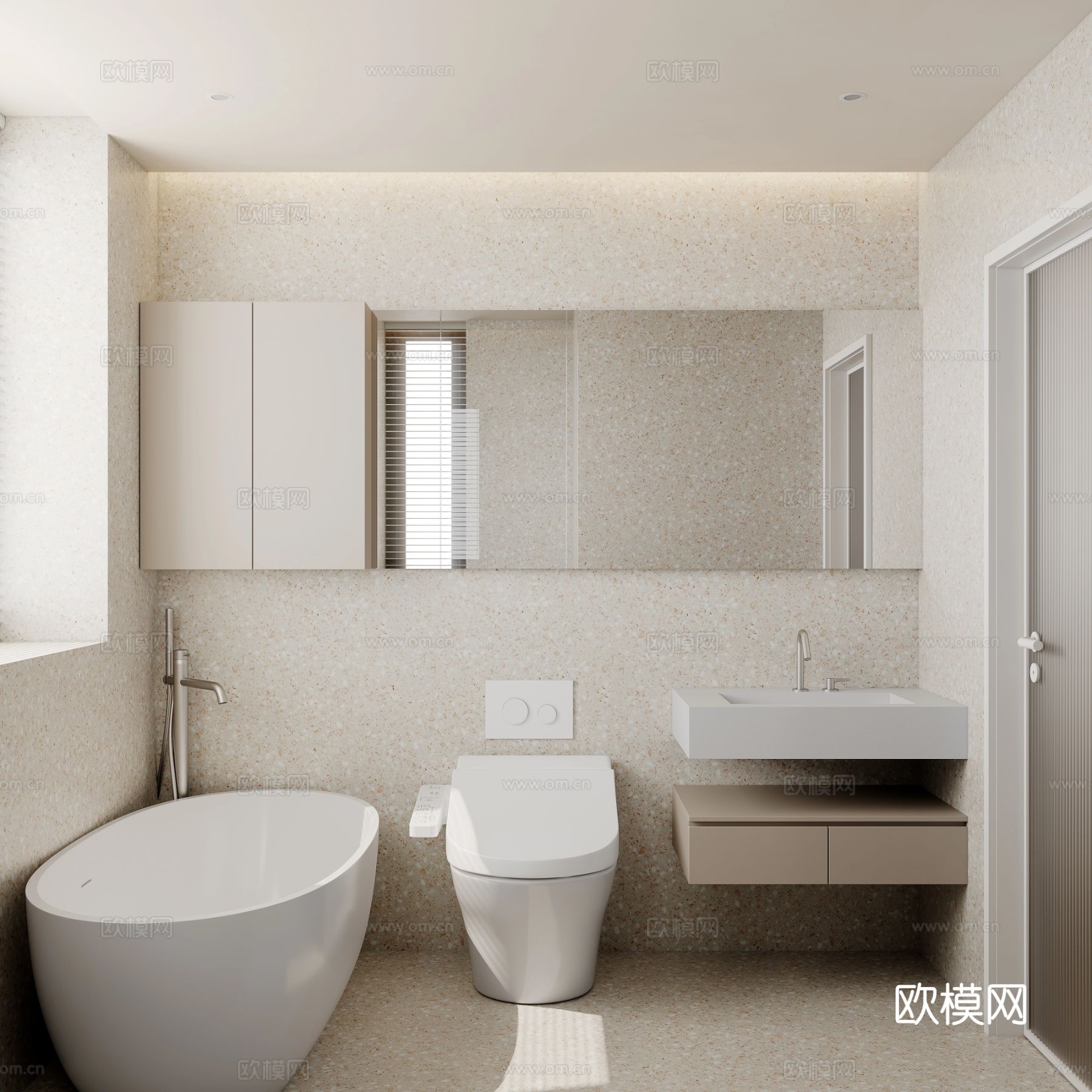 奶油风家装案例 客厅卧室效果图下载（渲染图12）