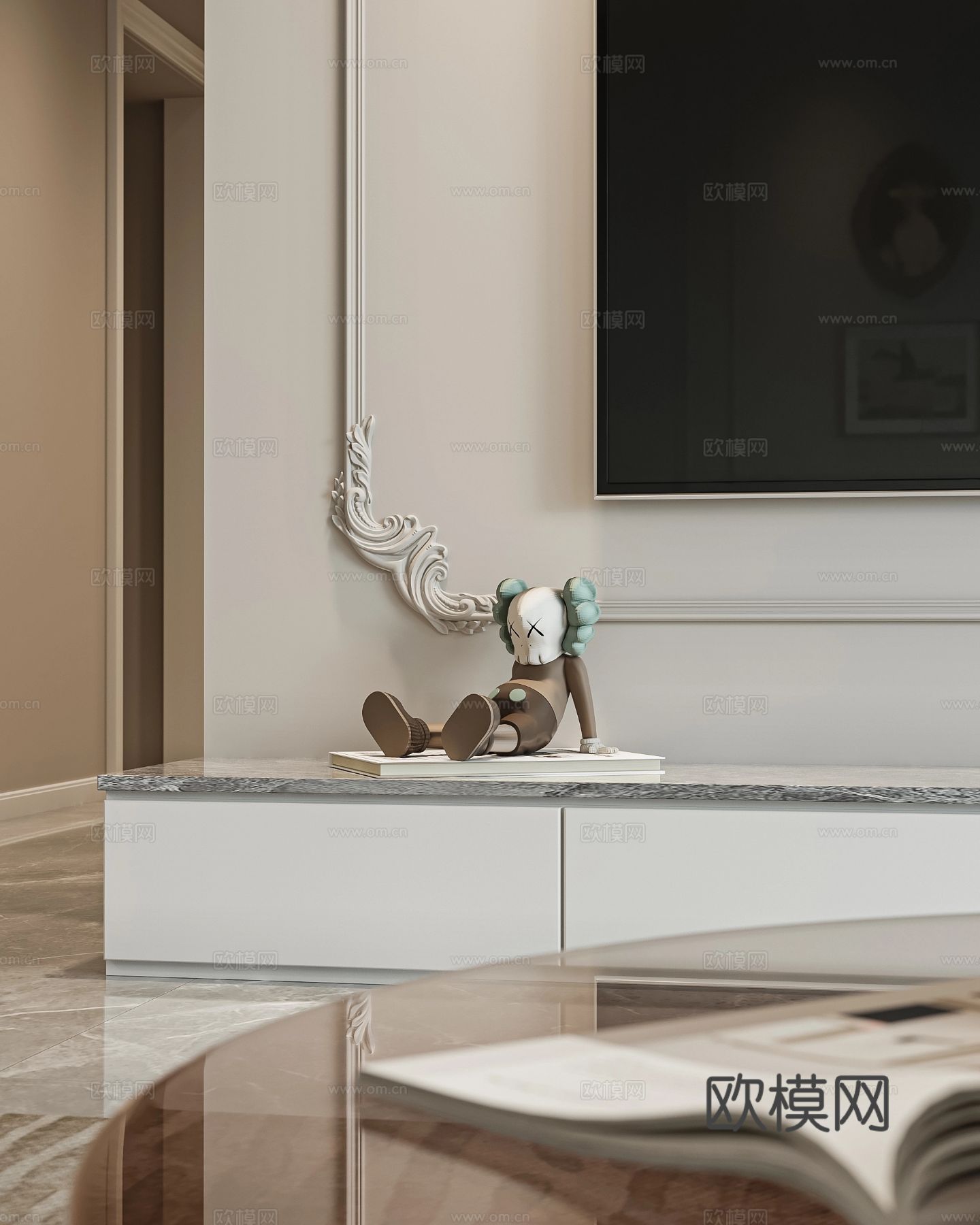 奶油风家装案例 客厅 卧室效果图下载（渲染图6）