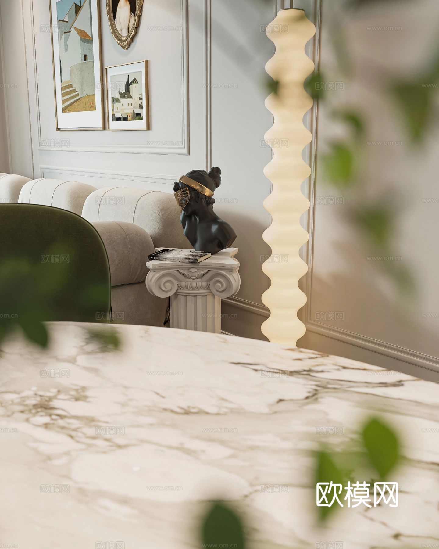 奶油风家装案例 客厅 卧室效果图下载（渲染图8）