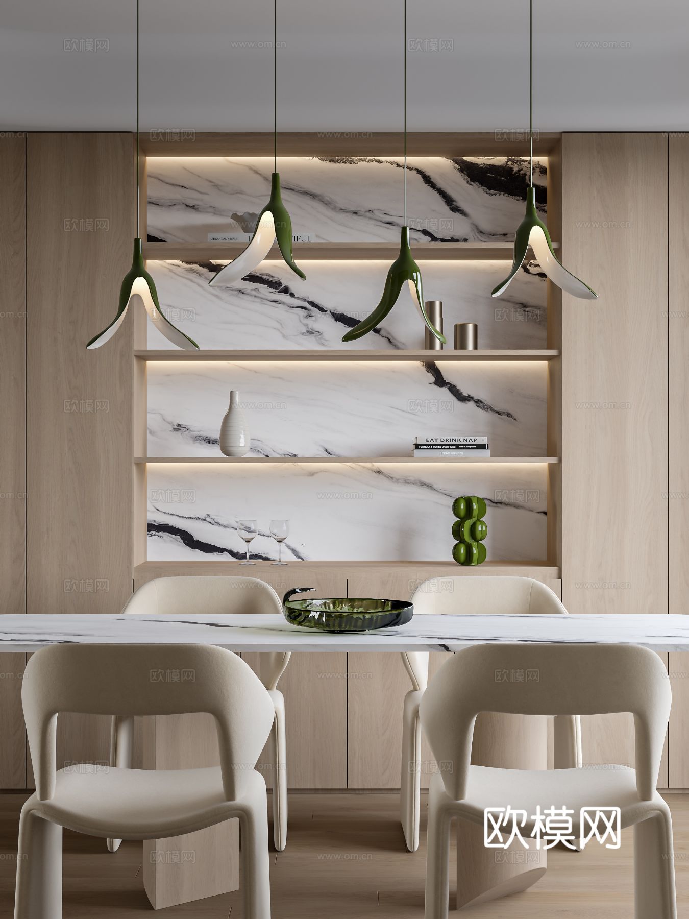 奶油风家装案例客厅 卧室效果图下载（渲染图5）