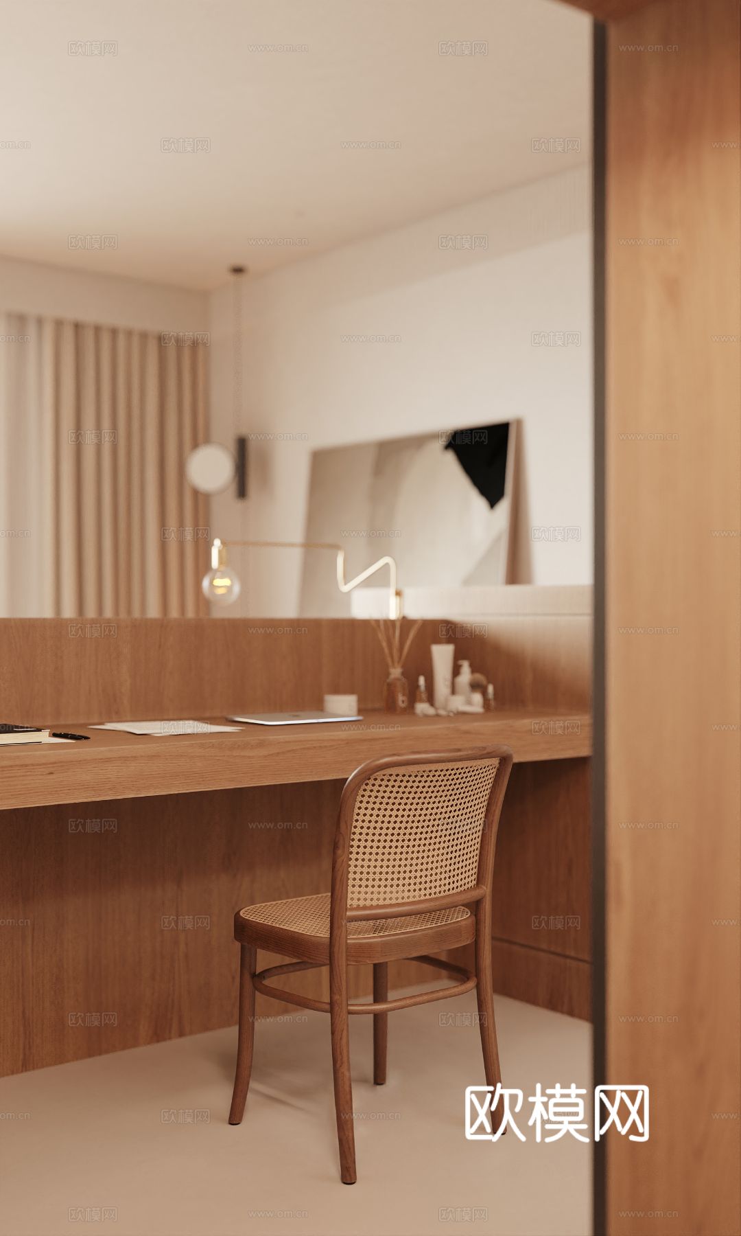 原木风家装案例客厅 卧室效果图下载（渲染图18）