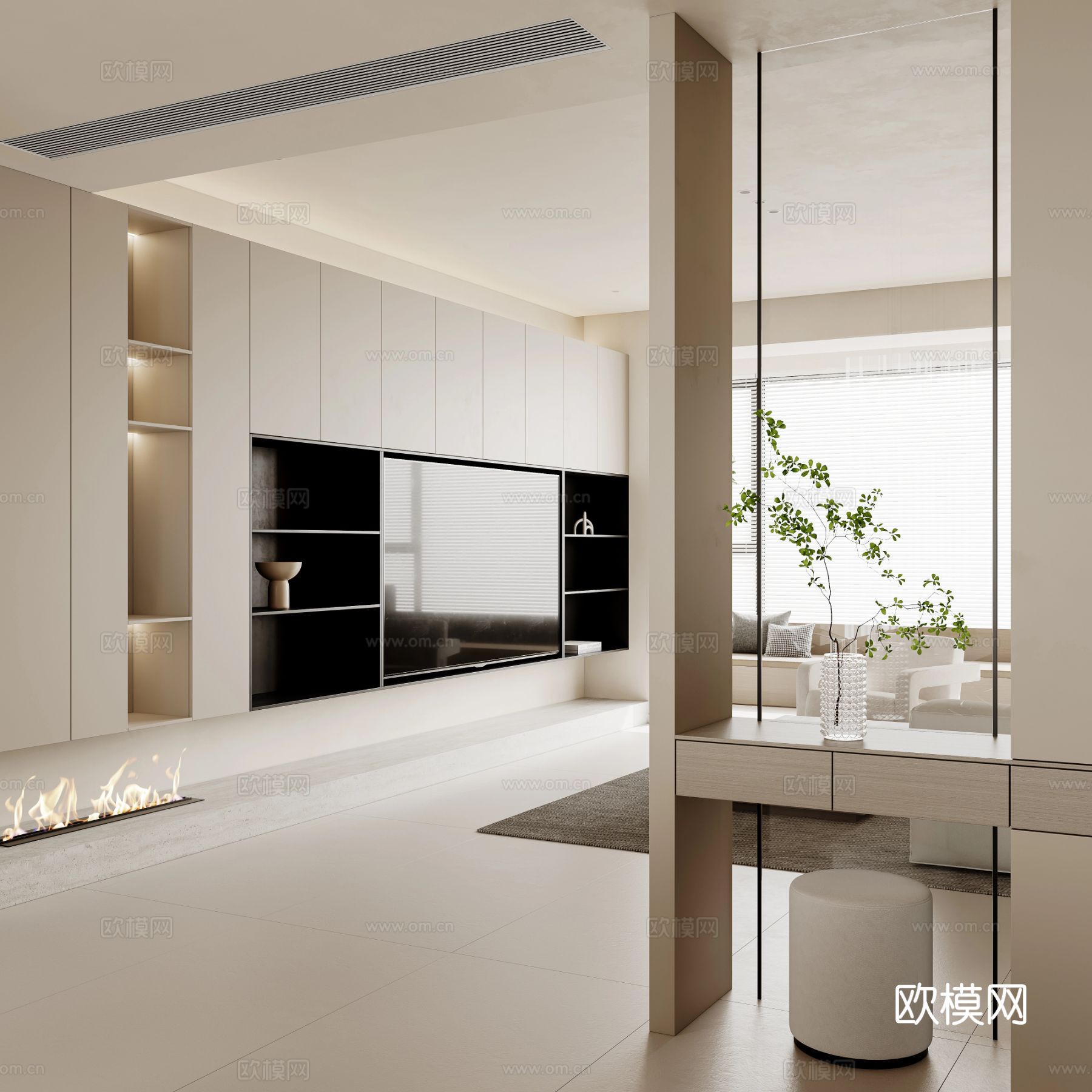 奶油风家装案例 客厅卧室效果图下载（渲染图9）