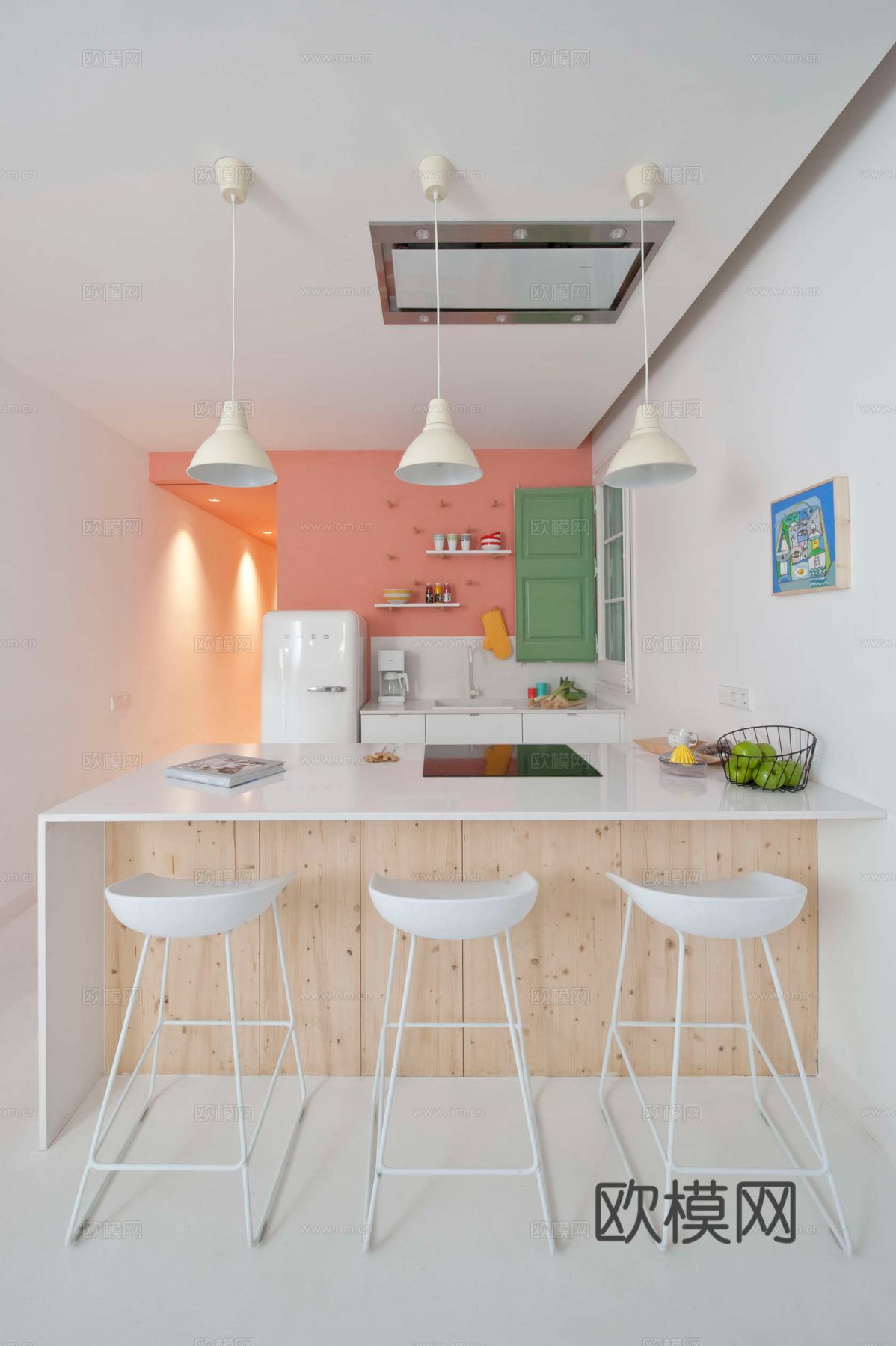 现代INS工业风公寓 家装设计 餐厅 客厅 卧室效果图下载（渲染图2）