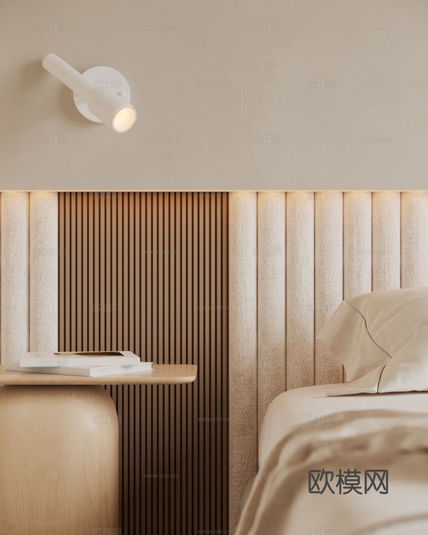 奶油风家装复式案例客厅 卧室效果图下载（渲染图13）